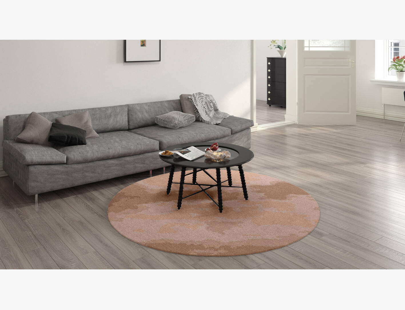 Missovia Gradation Round Hand Knotted Tibetan Wool Custom Rug by Rug Artisan