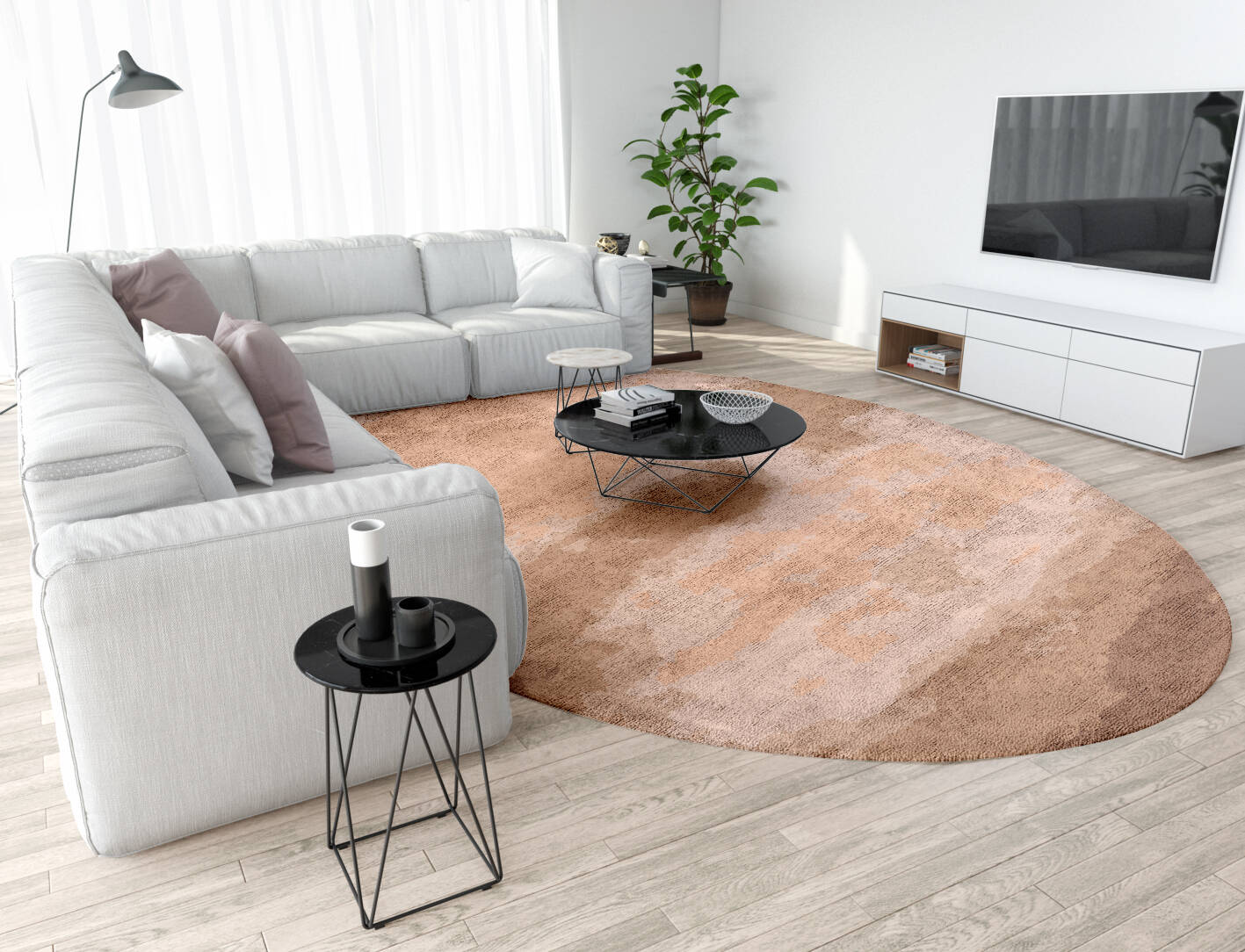 Missovia Gradation Oval Hand Tufted Bamboo Silk Custom Rug by Rug Artisan
