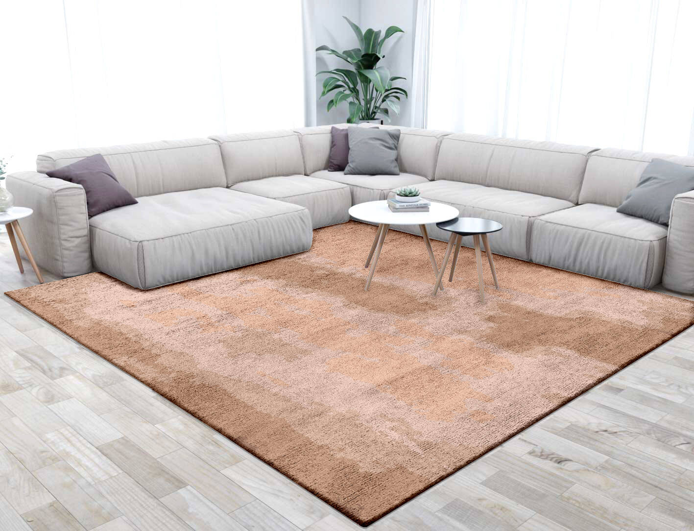 Missovia Gradation Square Hand Tufted Bamboo Silk Custom Rug by Rug Artisan