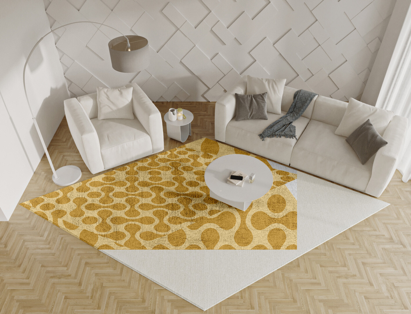 Mitosis Geometric Diamond Hand Knotted Bamboo Silk Custom Rug by Rug Artisan
