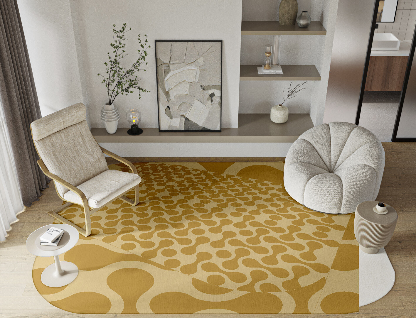 Mitosis Geometric Oblong Hand Knotted Tibetan Wool Custom Rug by Rug Artisan