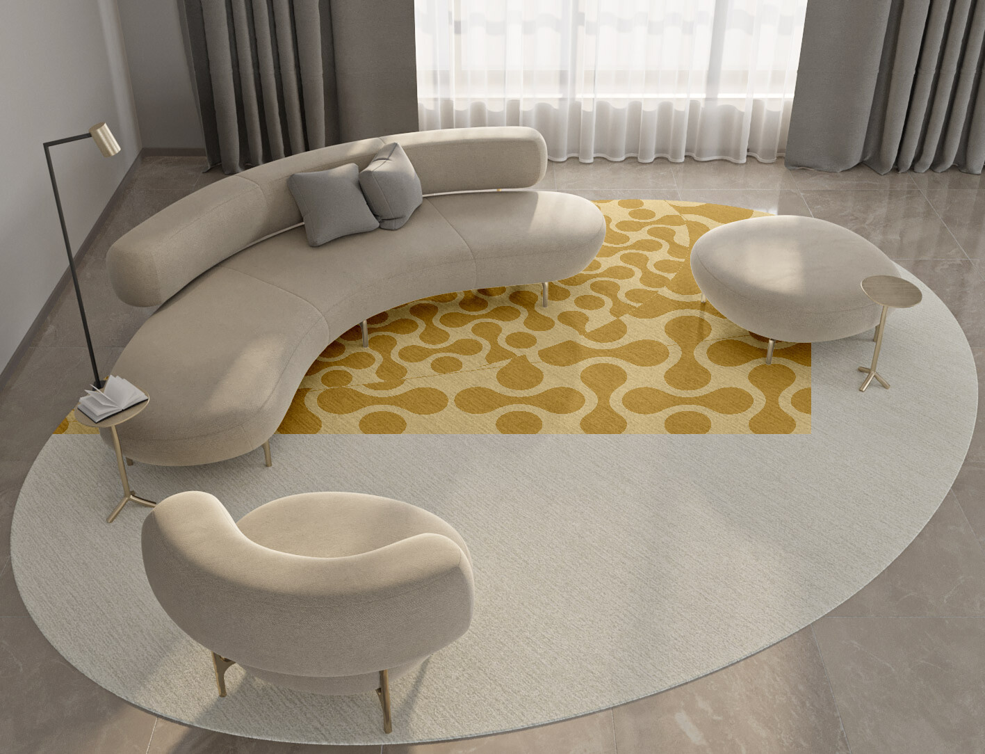 Mitosis Geometric Oval Hand Knotted Tibetan Wool Custom Rug by Rug Artisan