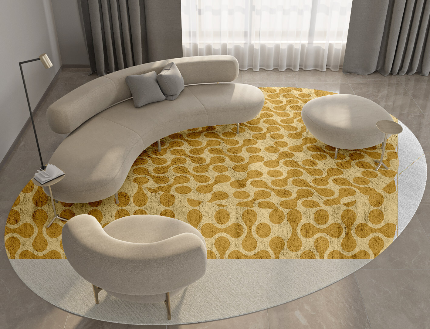 Mitosis Geometric Oval Hand Tufted Bamboo Silk Custom Rug by Rug Artisan