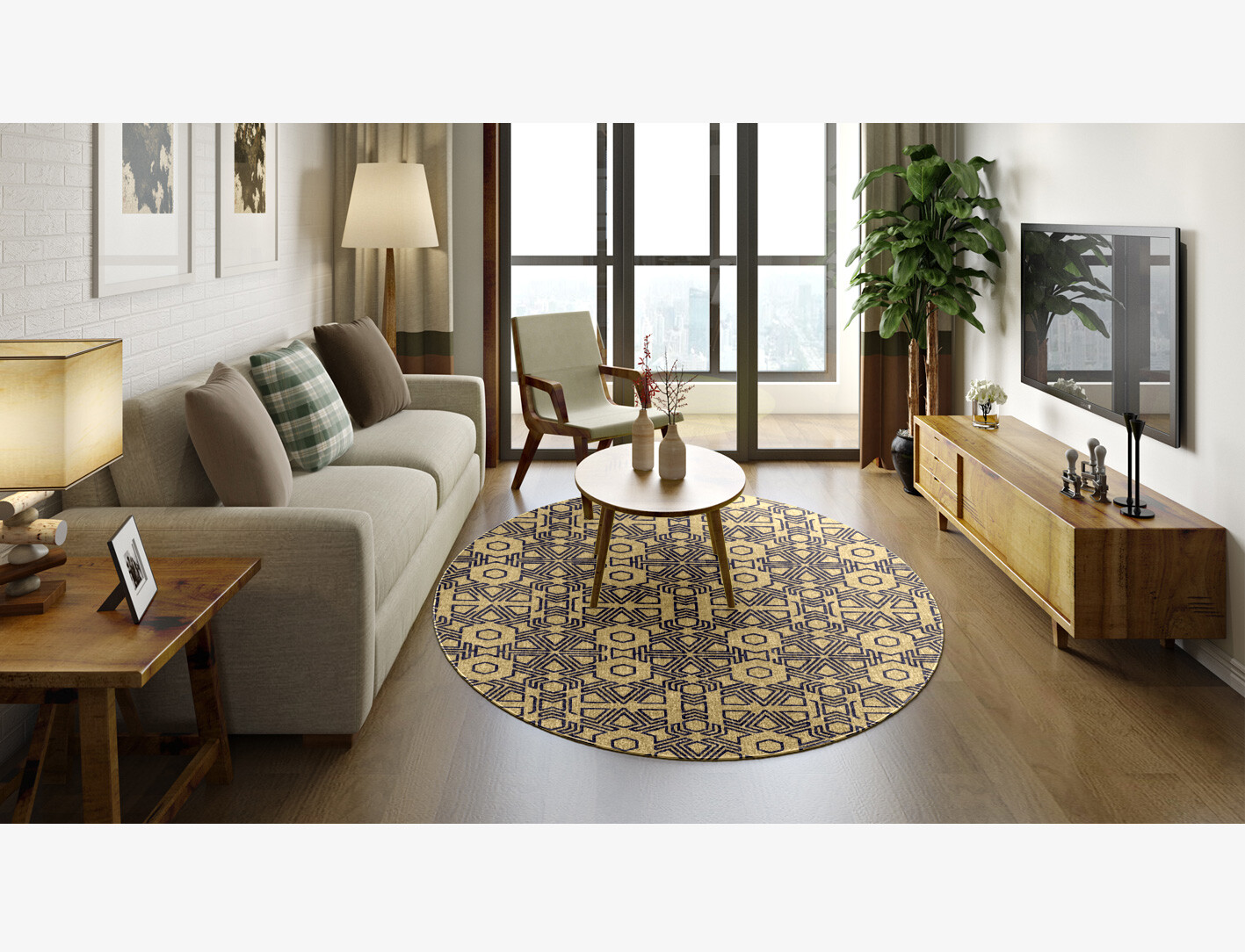 Mitre Geometric Oval Flatweave New Zealand Wool Custom Rug by Rug Artisan