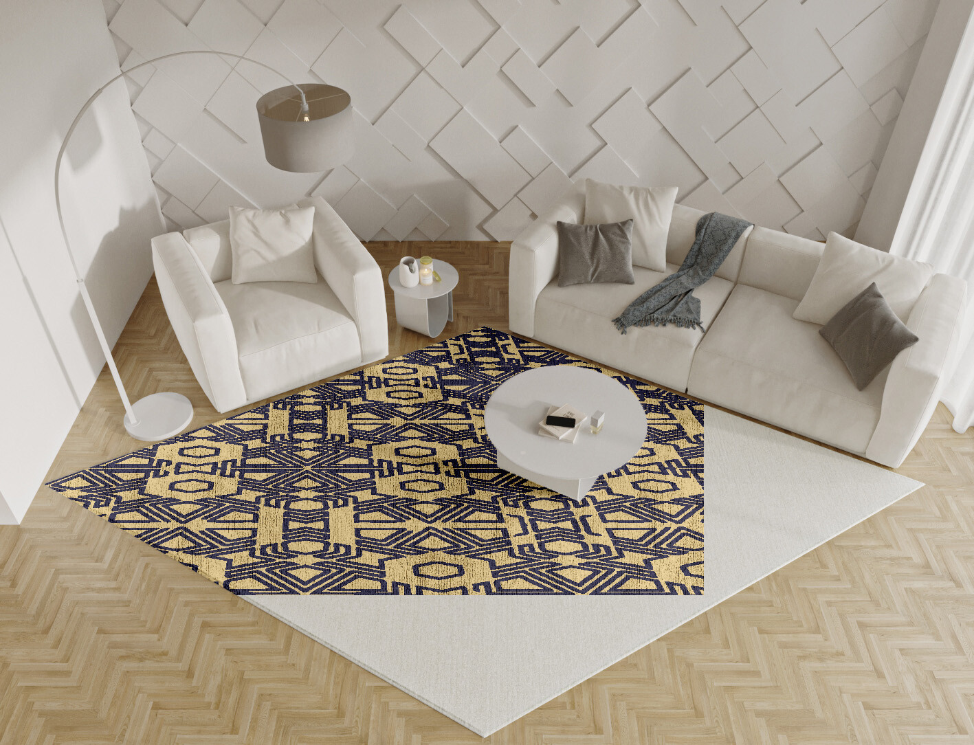 Mitre Geometric Diamond Hand Knotted Bamboo Silk Custom Rug by Rug Artisan