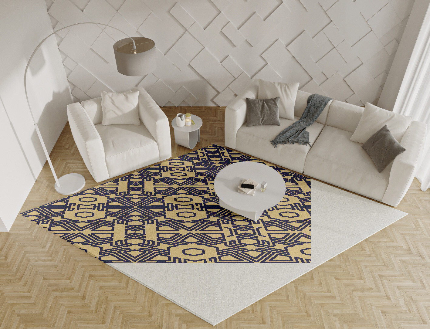 Mitre Geometric Diamond Hand Knotted Tibetan Wool Custom Rug by Rug Artisan