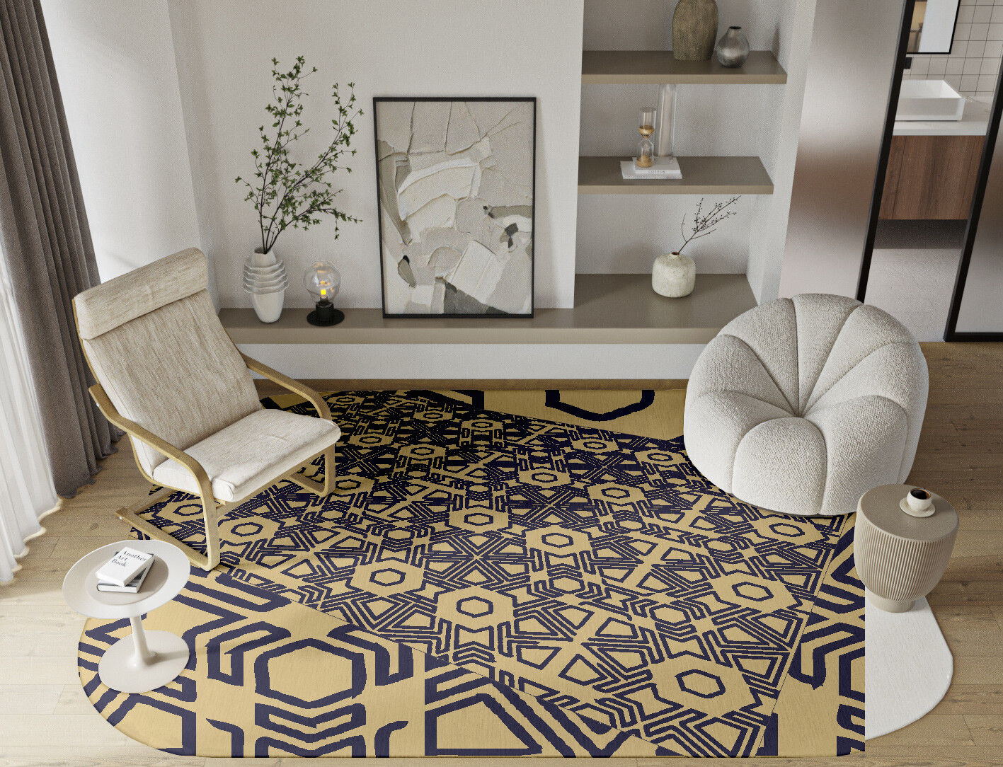 Mitre Geometric Oblong Hand Knotted Tibetan Wool Custom Rug by Rug Artisan