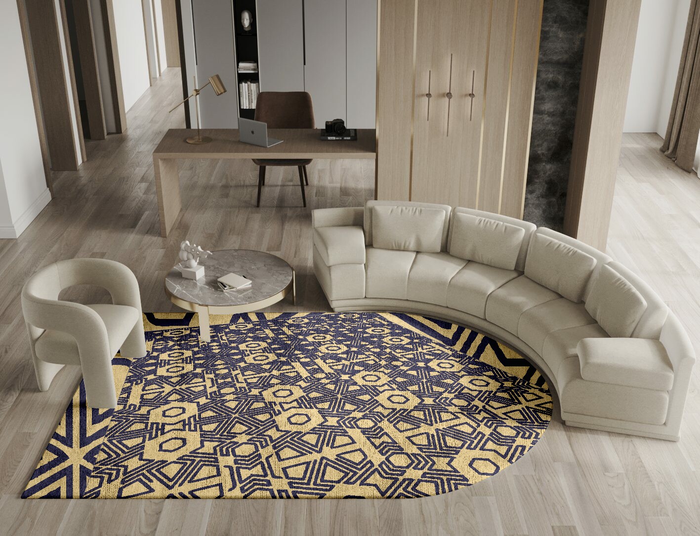 Mitre Geometric Arch Hand Tufted Bamboo Silk Custom Rug by Rug Artisan