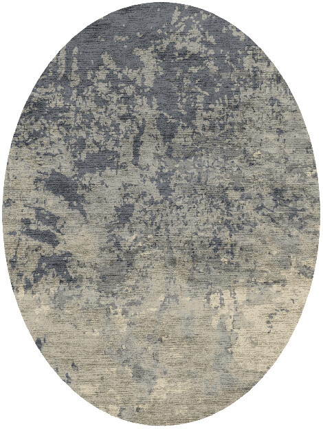 Mix Palette Brush Strokes Oval Hand Knotted Bamboo Silk Custom Rug by Rug Artisan