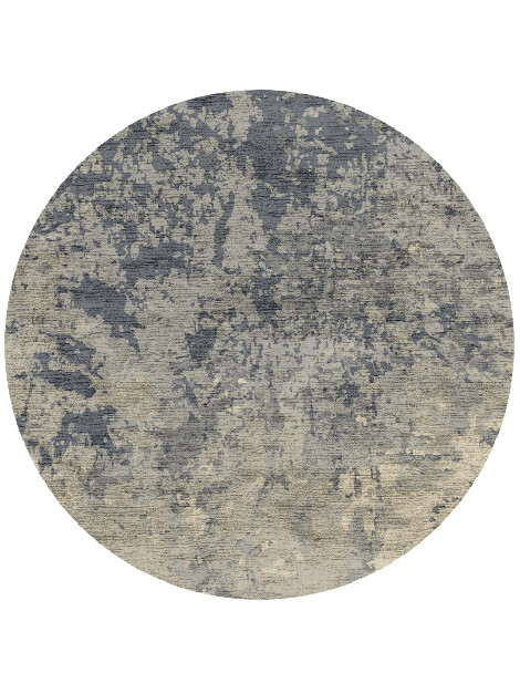 Mix Palette Brush Strokes Round Hand Knotted Bamboo Silk Custom Rug by Rug Artisan
