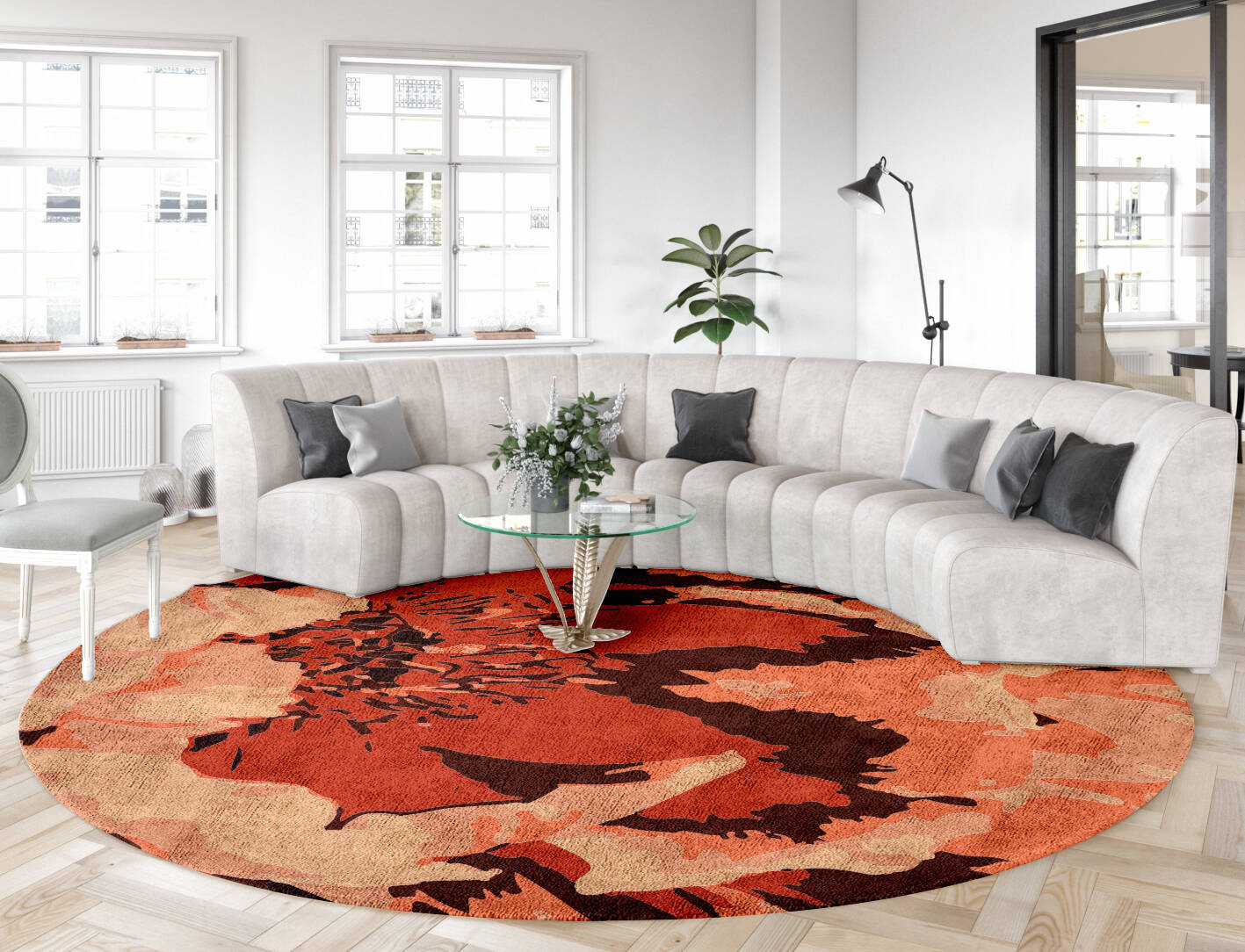 Moiety Floral Round Hand Tufted Bamboo Silk Custom Rug by Rug Artisan