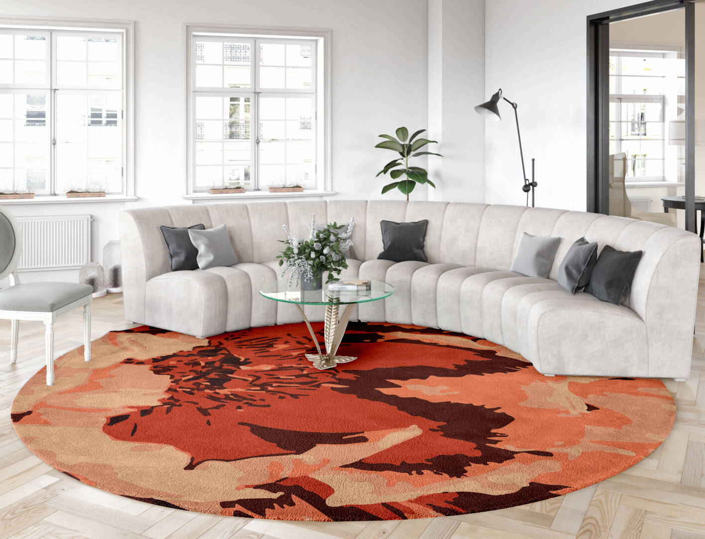Moiety Floral Round Hand Tufted Pure Wool Custom Rug by Rug Artisan