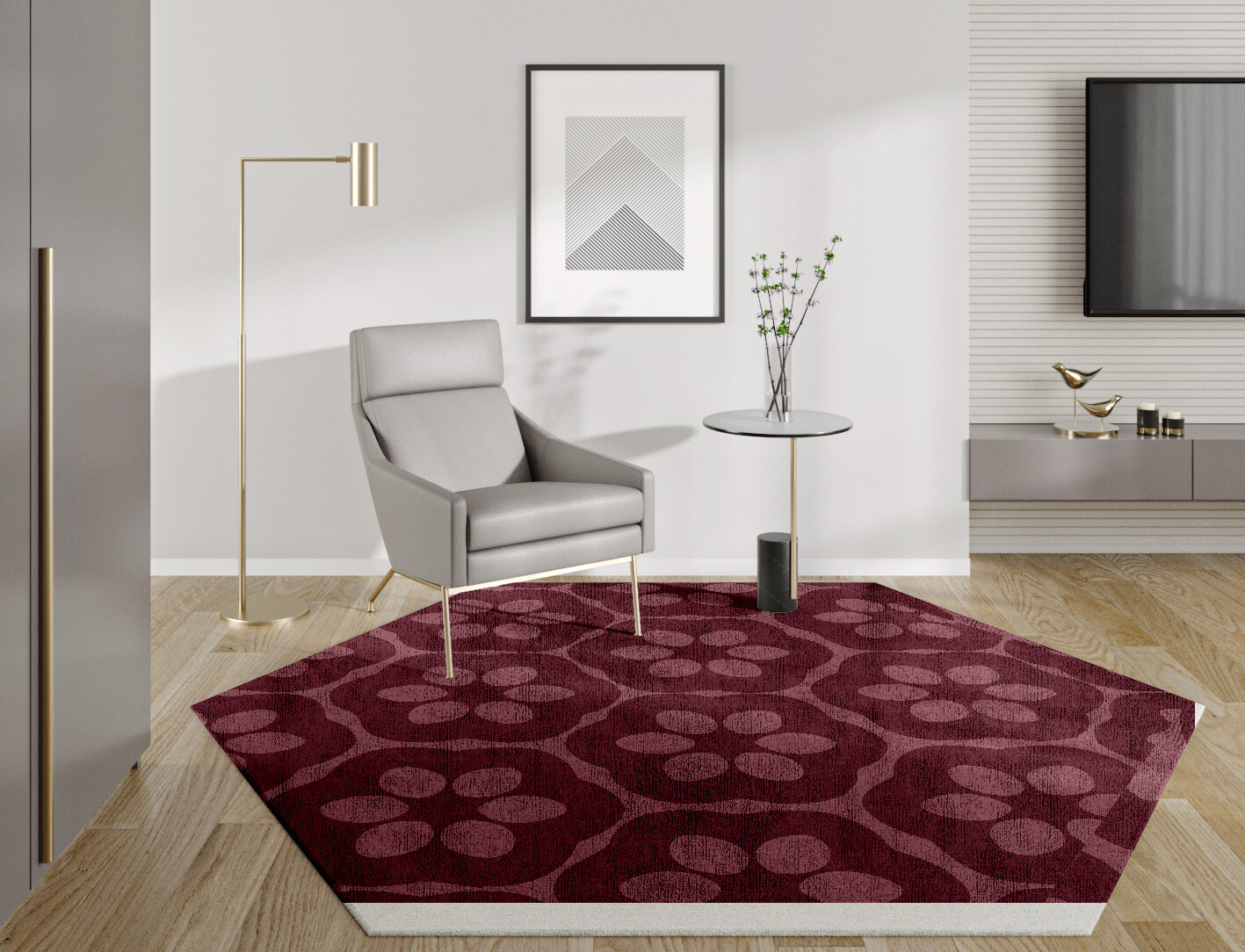 Monet Geometric Hexagon Hand Knotted Bamboo Silk Custom Rug by Rug Artisan