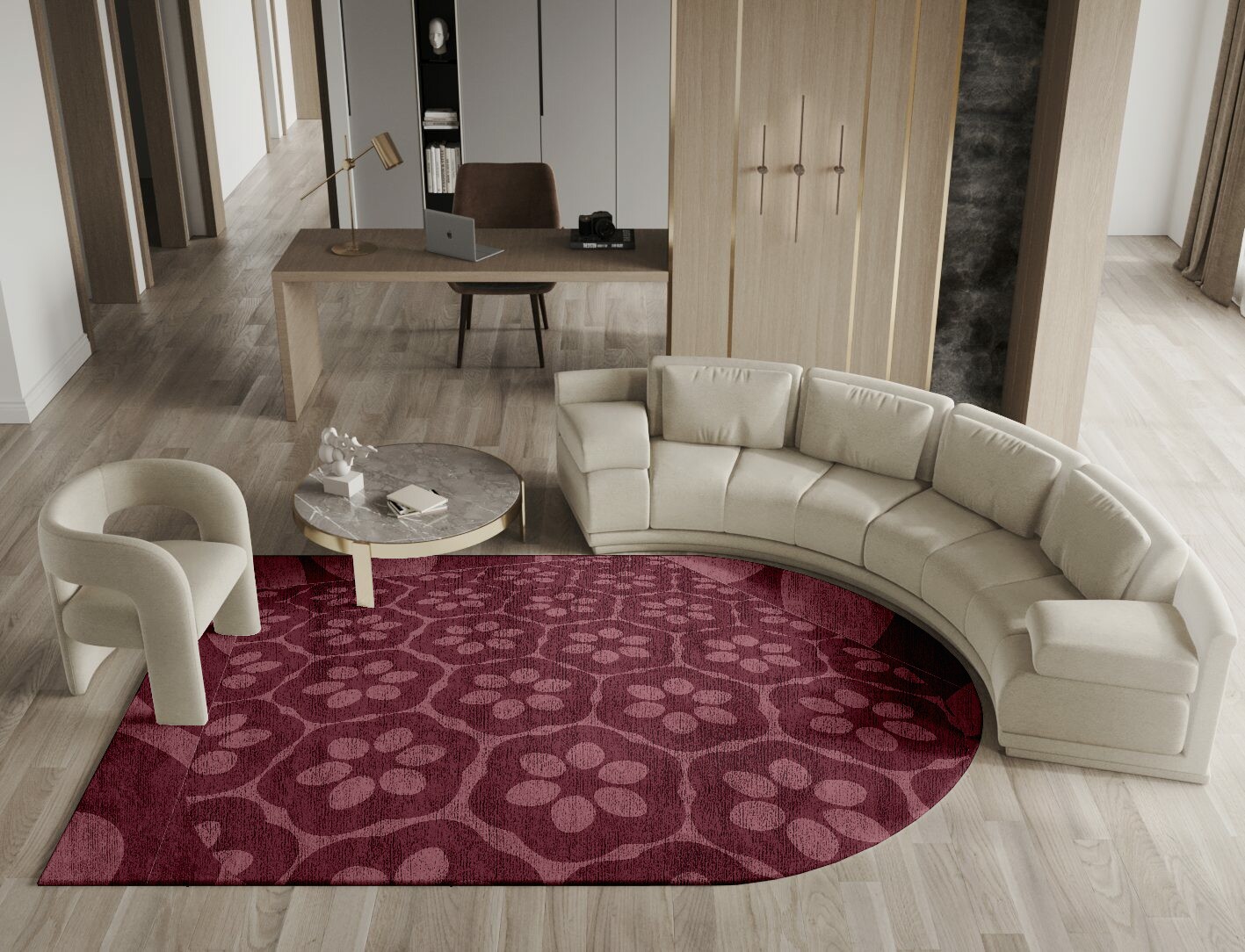Monet Geometric Arch Hand Tufted Bamboo Silk Custom Rug by Rug Artisan