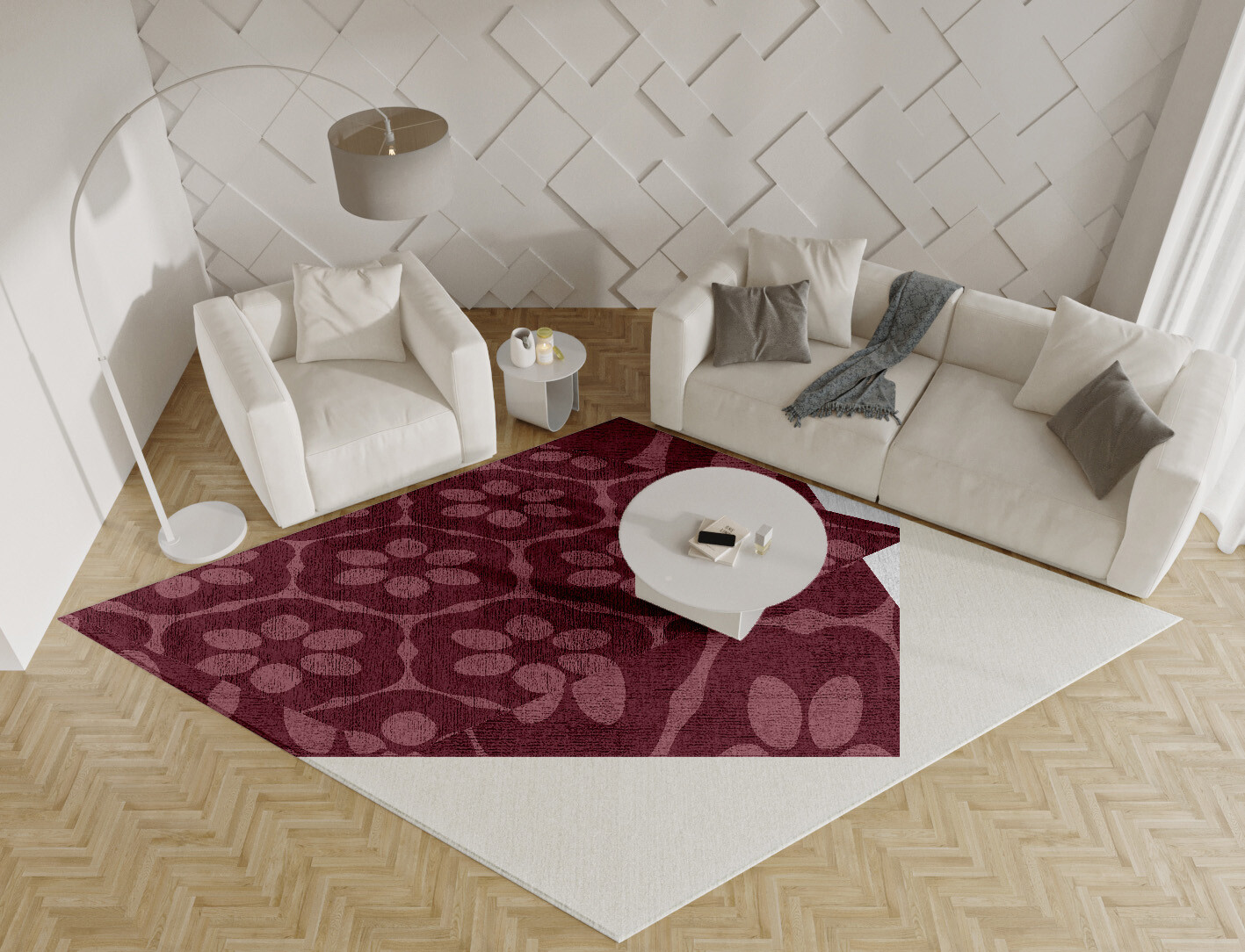 Monet Geometric Diamond Hand Tufted Bamboo Silk Custom Rug by Rug Artisan