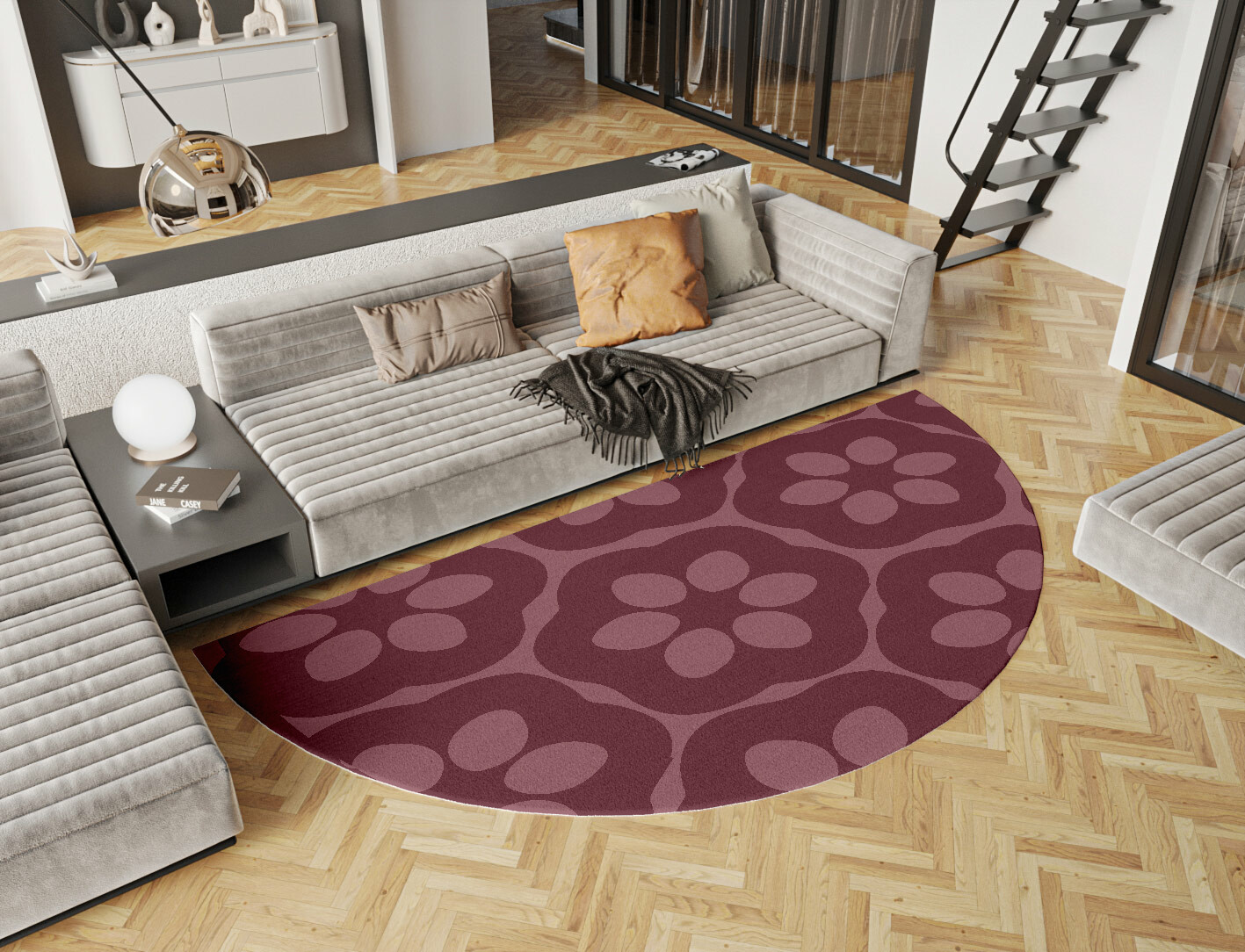 Monet Geometric Halfmoon Hand Tufted Pure Wool Custom Rug by Rug Artisan