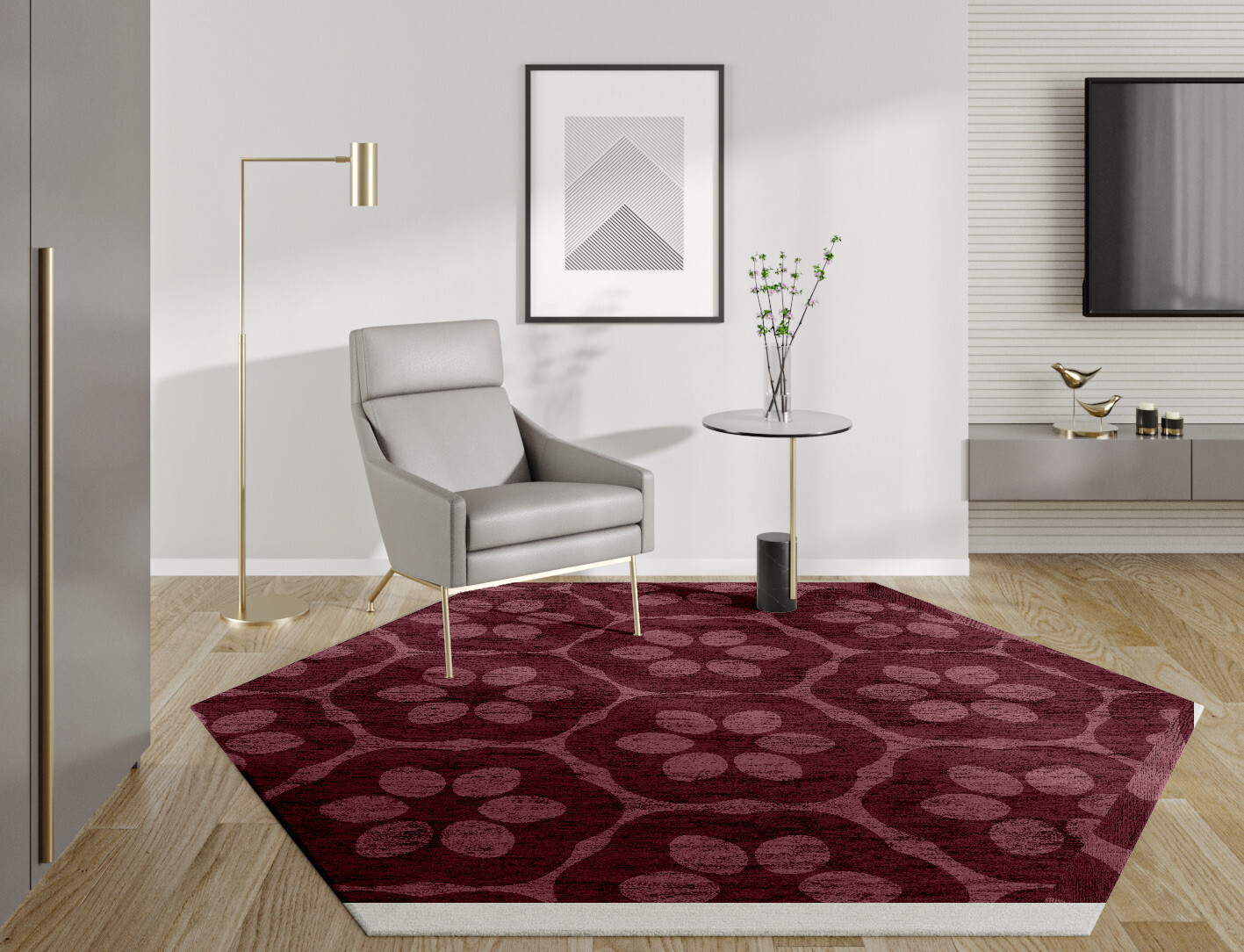 Monet Geometric Hexagon Hand Tufted Bamboo Silk Custom Rug by Rug Artisan