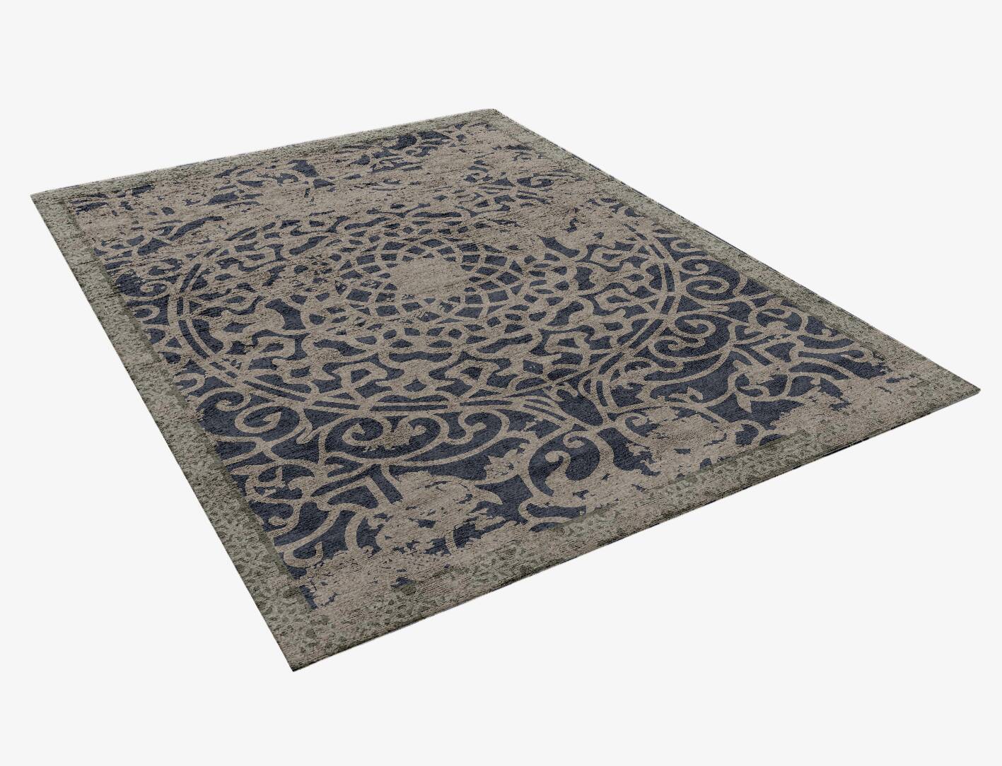 Monotone Vintage Rectangle Hand Knotted Bamboo Silk Custom Rug by Rug Artisan
