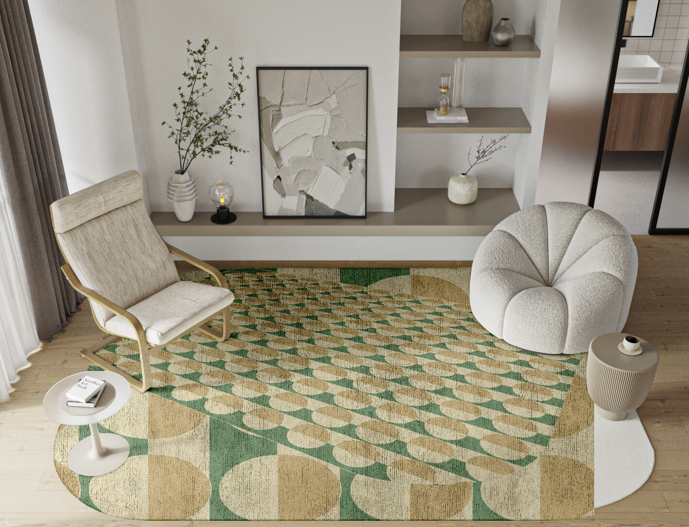 Moonbow Geometric Oblong Hand Knotted Bamboo Silk Custom Rug by Rug Artisan