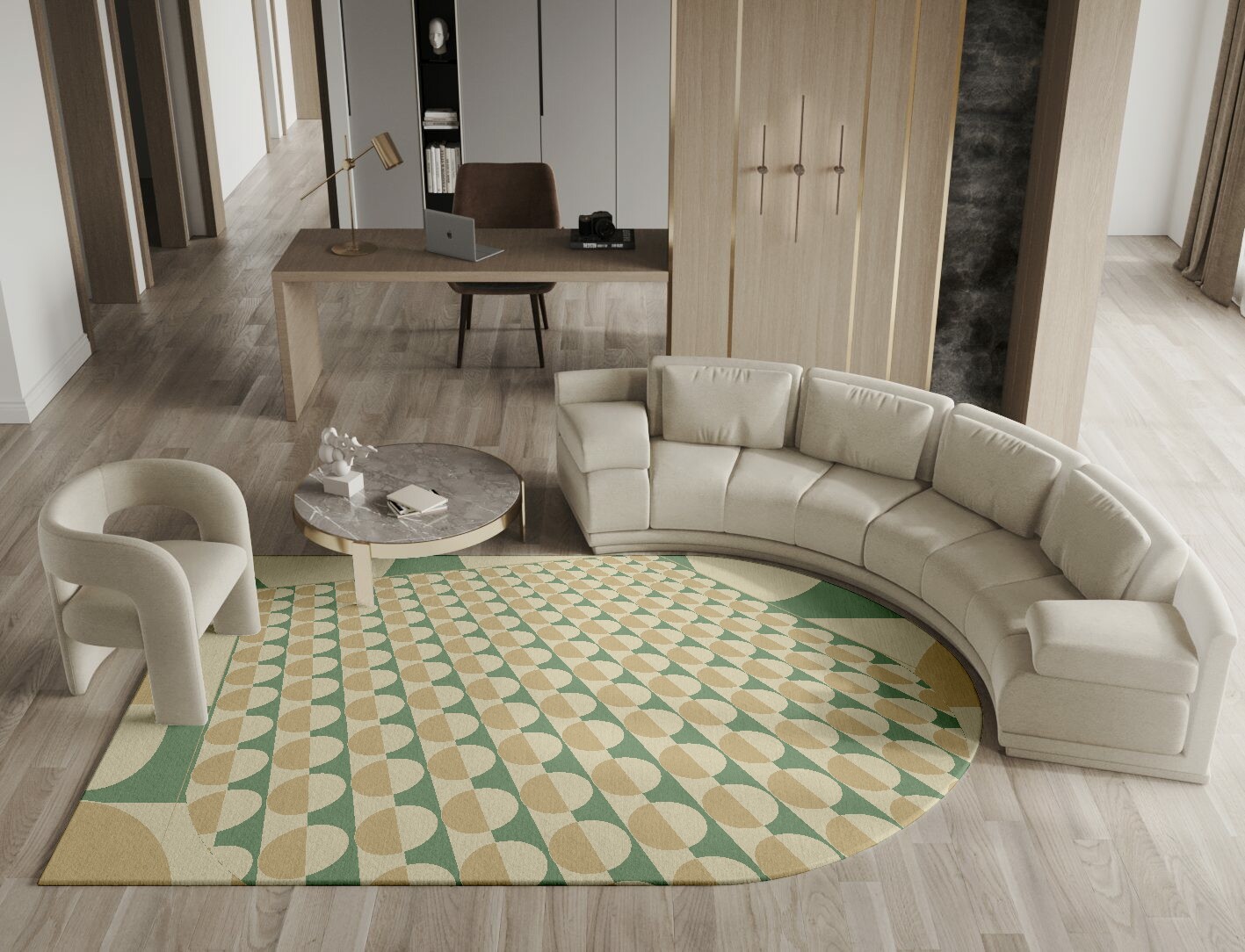 Moonbow Geometric Arch Hand Tufted Pure Wool Custom Rug by Rug Artisan