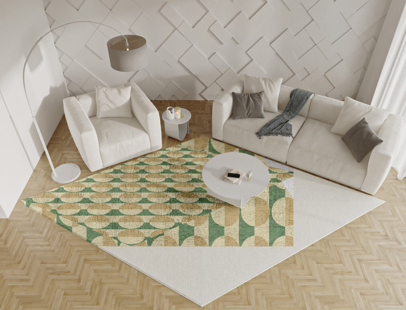 Moonbow Geometric Diamond Hand Tufted Bamboo Silk Custom Rug by Rug Artisan