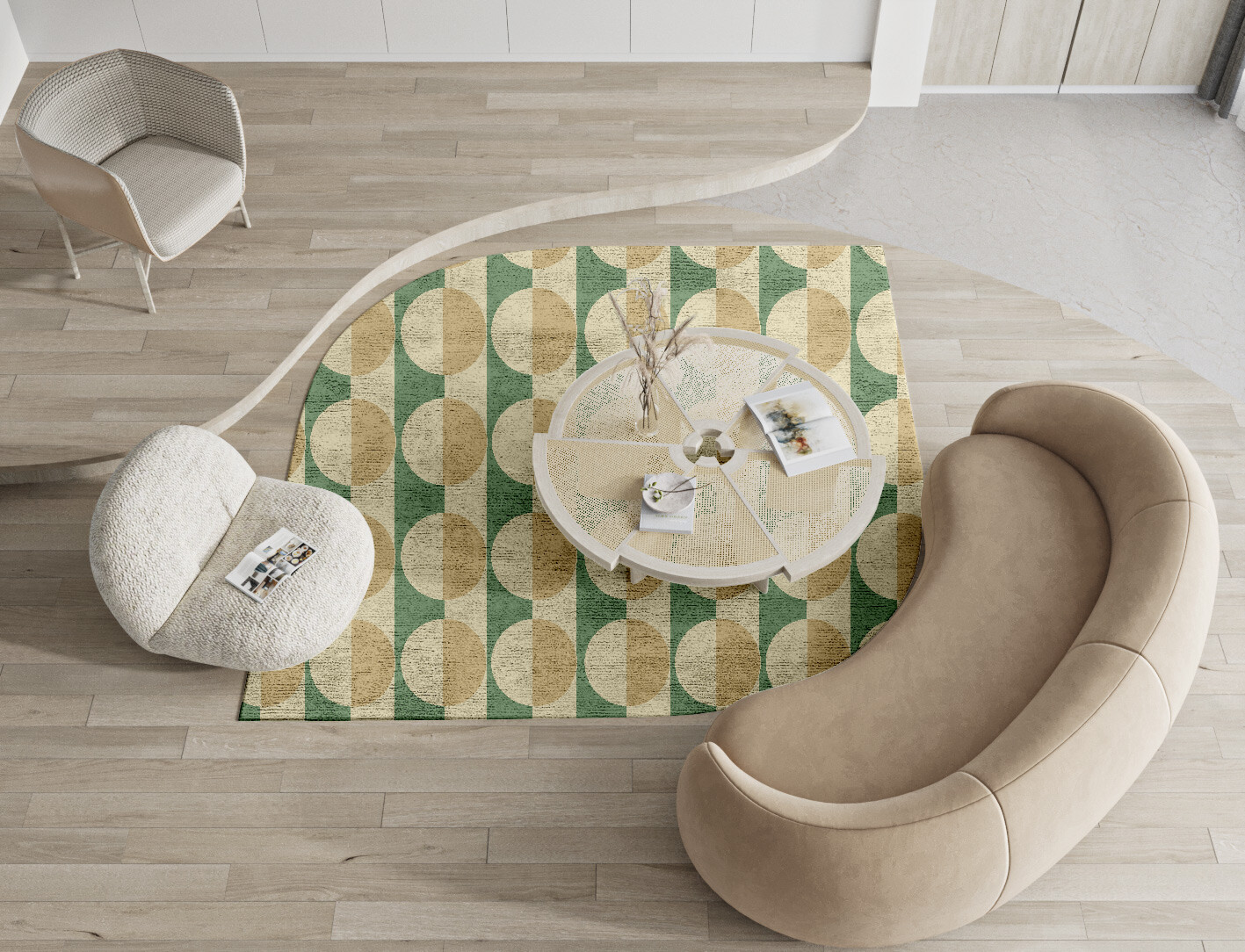 Moonbow Geometric Ogee Hand Tufted Bamboo Silk Custom Rug by Rug Artisan