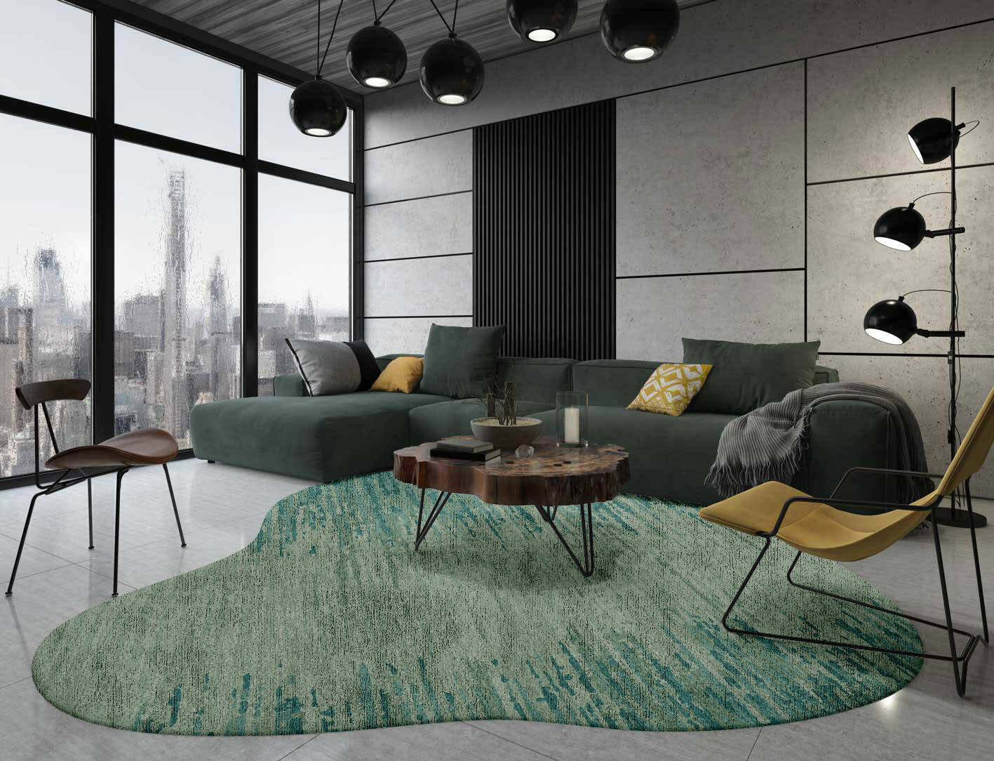 Moonshine Gradation Splash Hand Knotted Bamboo Silk Custom Rug by Rug Artisan