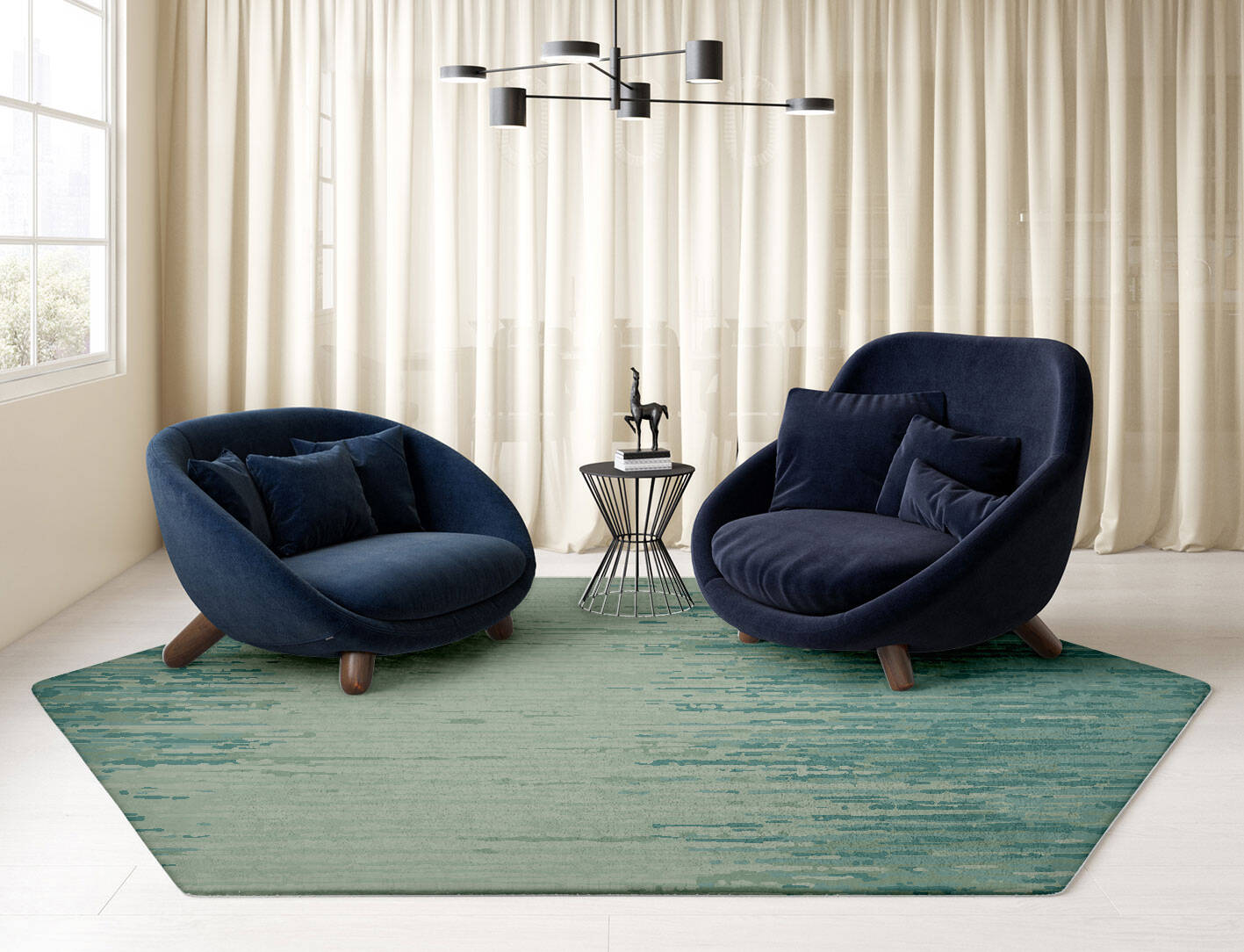 Moonshine Gradation Hexagon Hand Tufted Pure Wool Custom Rug by Rug Artisan