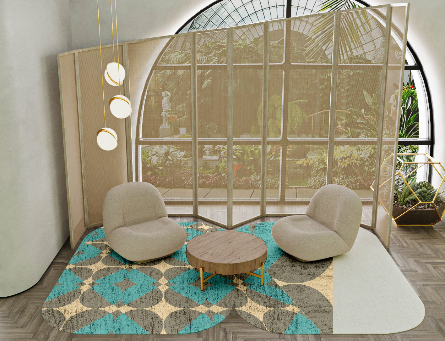 Moonstone Geometric Eight Hand Knotted Bamboo Silk Custom Rug by Rug Artisan