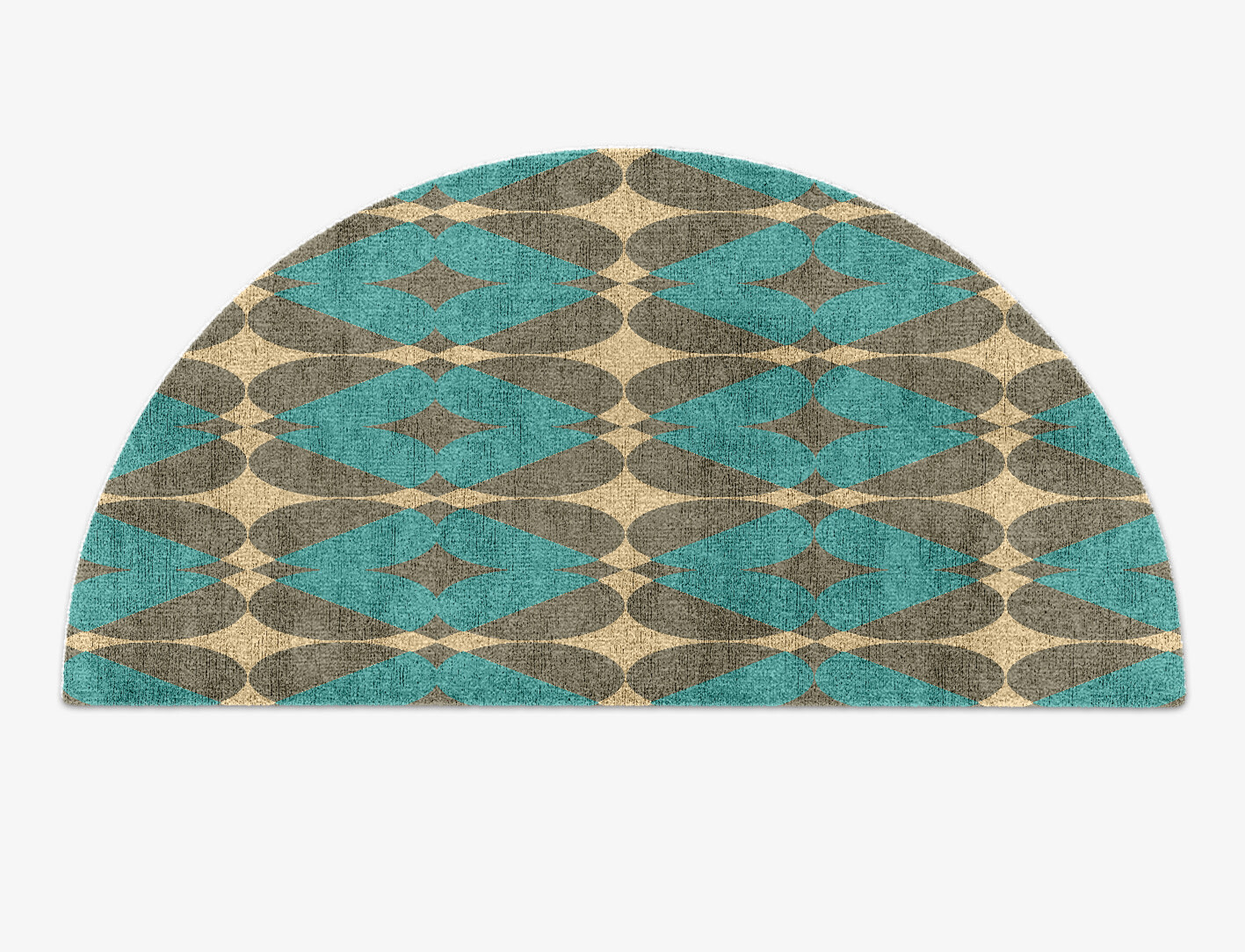 Moonstone Geometric Halfmoon Hand Knotted Bamboo Silk Custom Rug by Rug Artisan