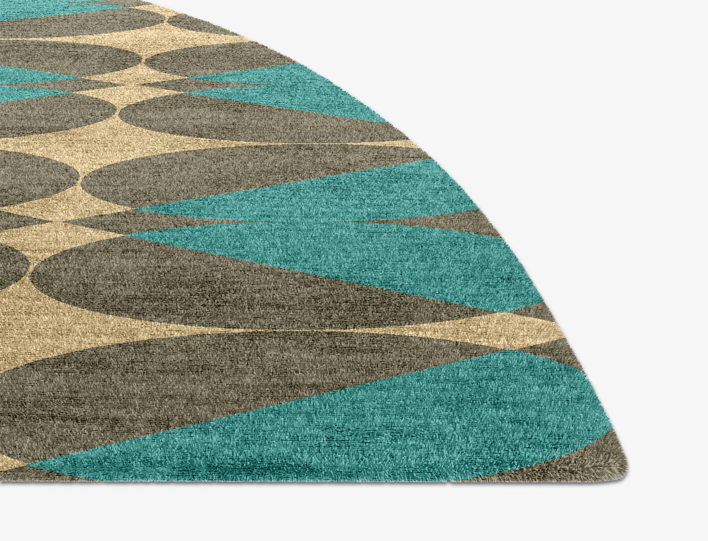 Moonstone Geometric Halfmoon Hand Knotted Bamboo Silk Custom Rug by Rug Artisan