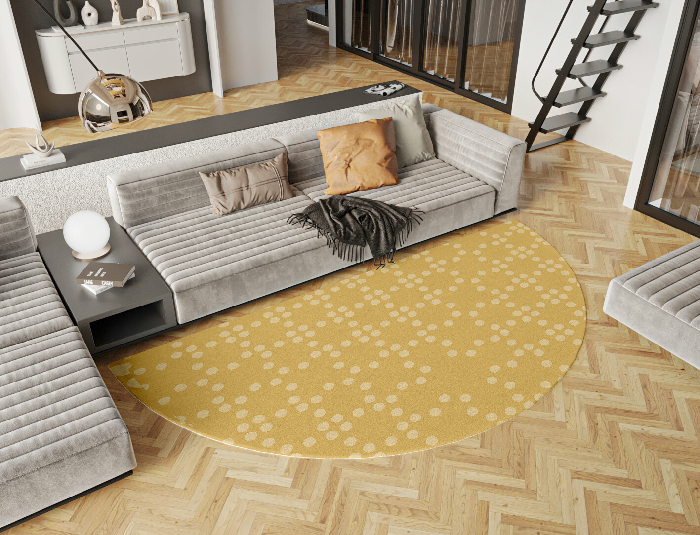 Morgan Geometric Halfmoon Hand Tufted Pure Wool Custom Rug by Rug Artisan