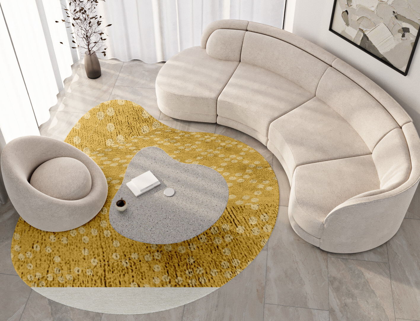 Morgan Geometric Splash Hand Tufted Bamboo Silk Custom Rug by Rug Artisan