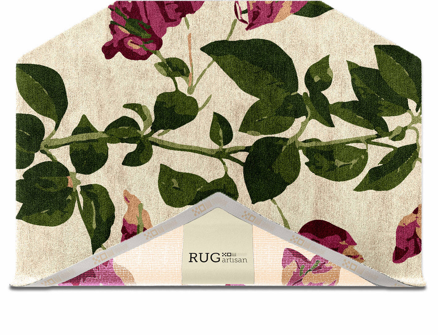 Morning Glory Floral Hexagon Hand Knotted Bamboo Silk Custom Rug by Rug Artisan