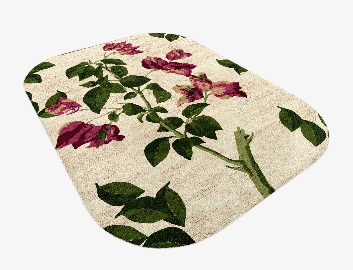 Morning Glory Floral Oblong Hand Knotted Bamboo Silk Custom Rug by Rug Artisan