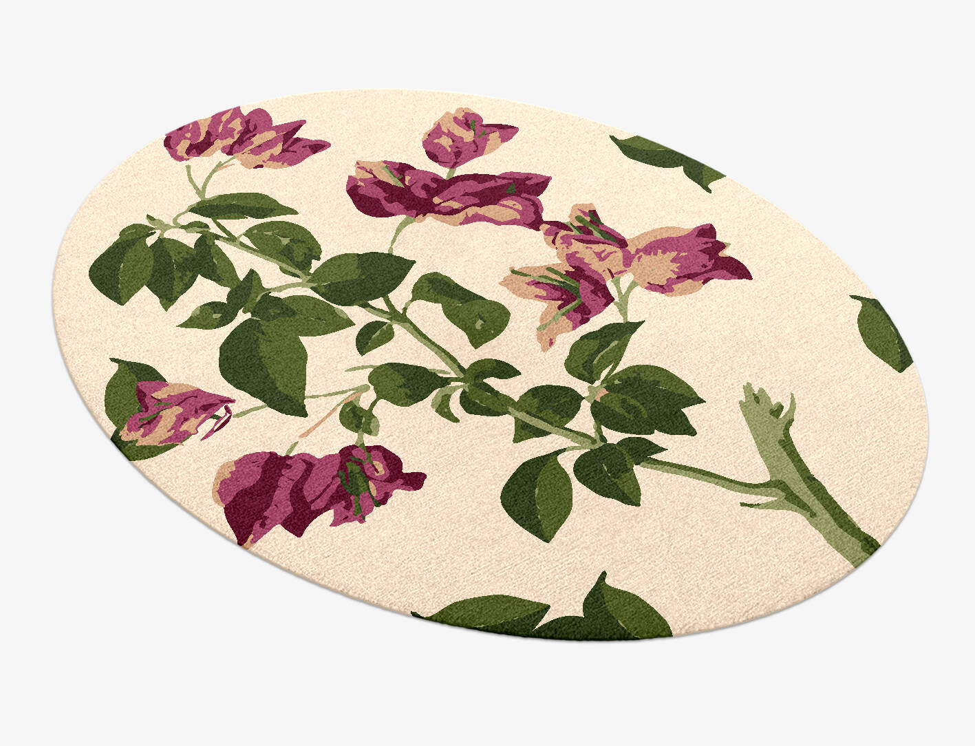 Morning Glory Floral Oval Hand Knotted Tibetan Wool Custom Rug by Rug Artisan