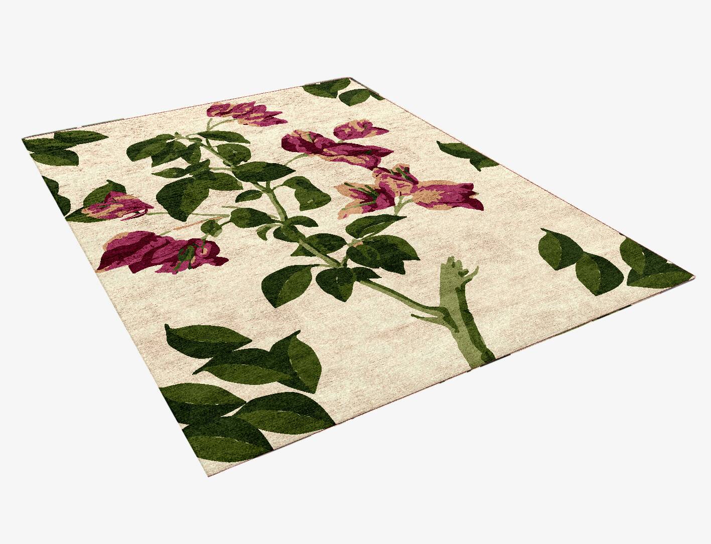 Morning Glory Floral Rectangle Hand Knotted Bamboo Silk Custom Rug by Rug Artisan
