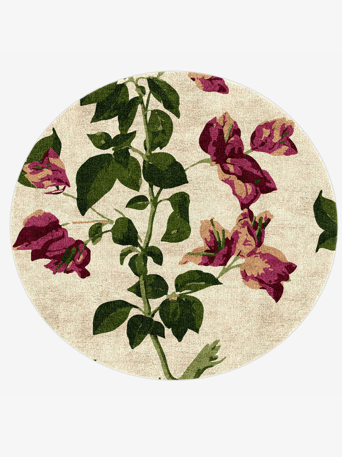 Morning Glory Floral Round Hand Knotted Bamboo Silk Custom Rug by Rug Artisan