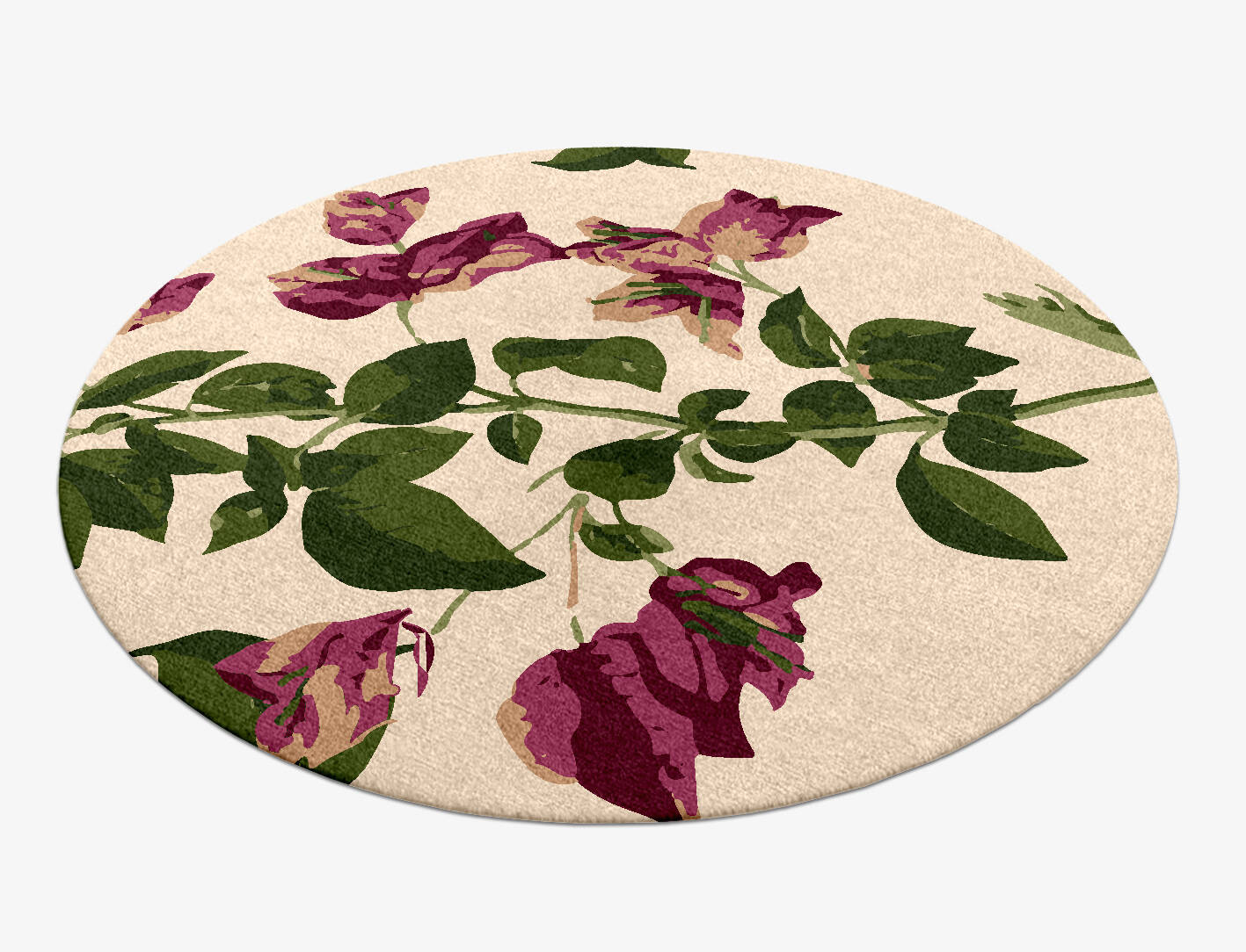 Morning Glory Floral Round Hand Knotted Tibetan Wool Custom Rug by Rug Artisan
