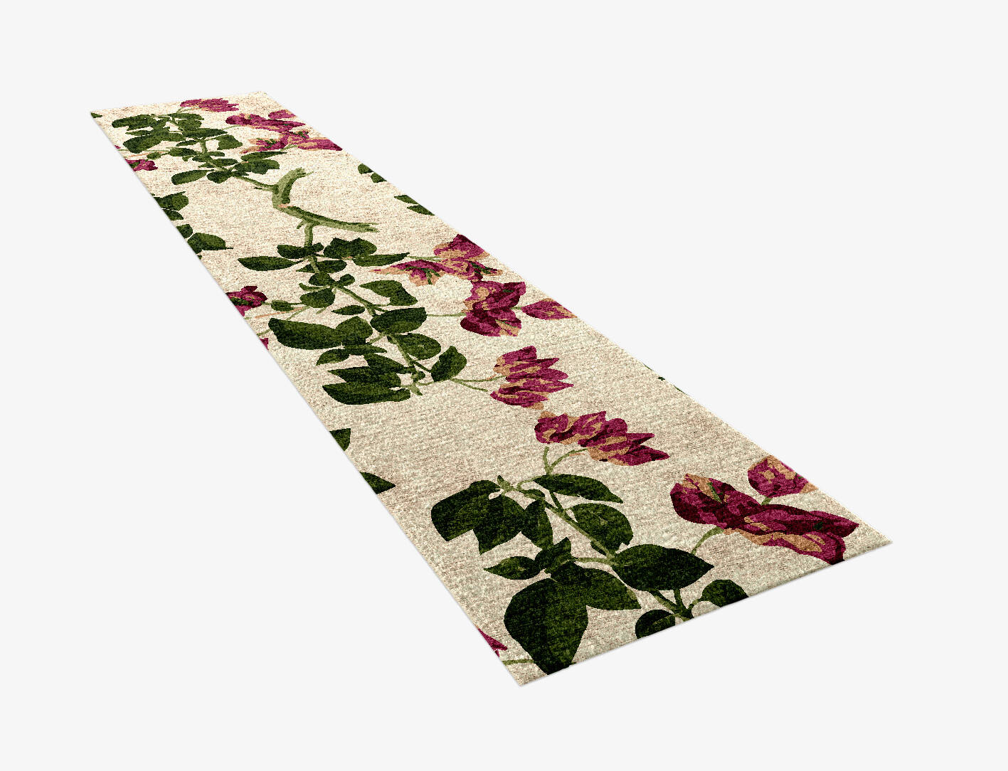 Morning Glory Floral Runner Hand Knotted Bamboo Silk Custom Rug by Rug Artisan