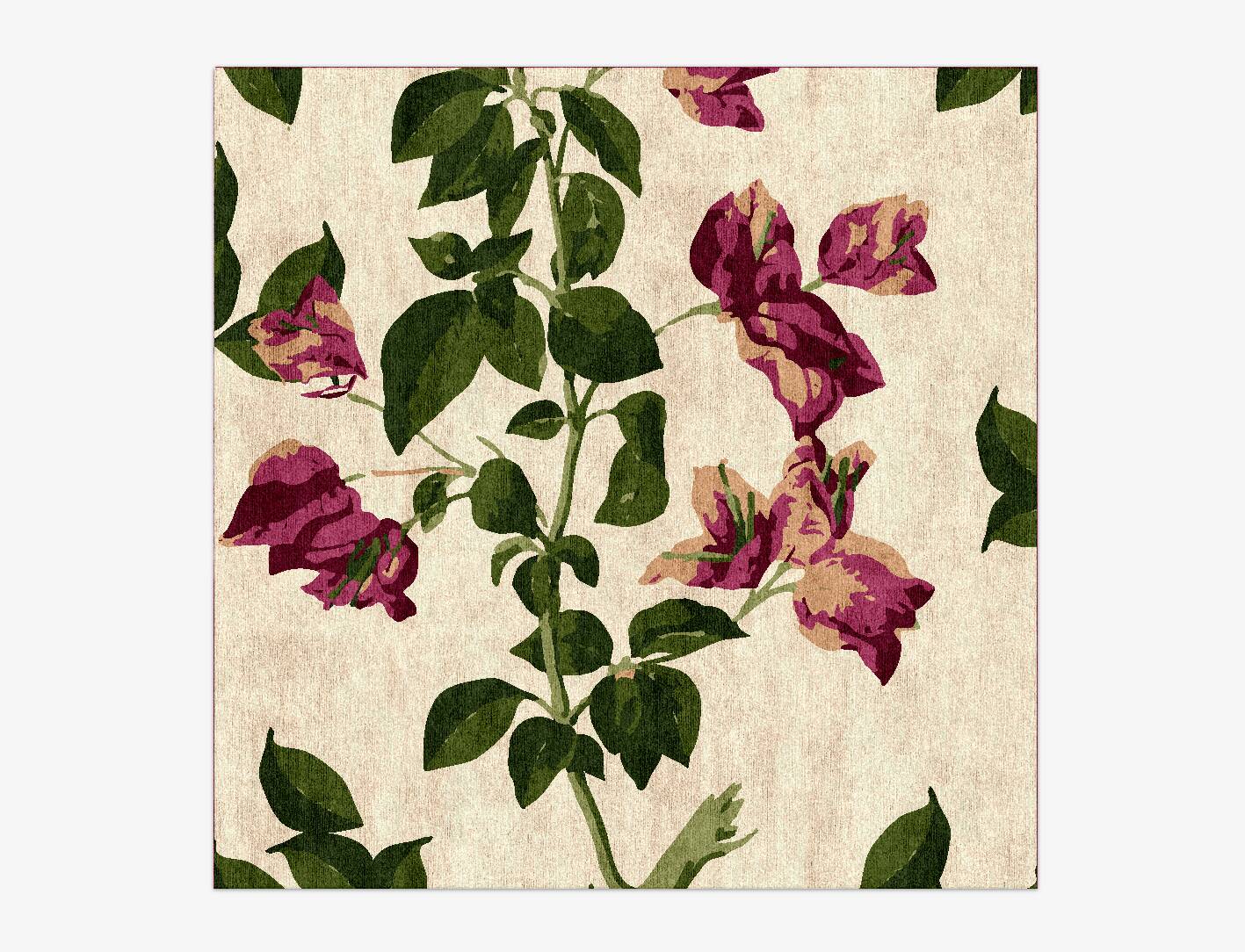 Morning Glory Floral Square Hand Knotted Bamboo Silk Custom Rug by Rug Artisan