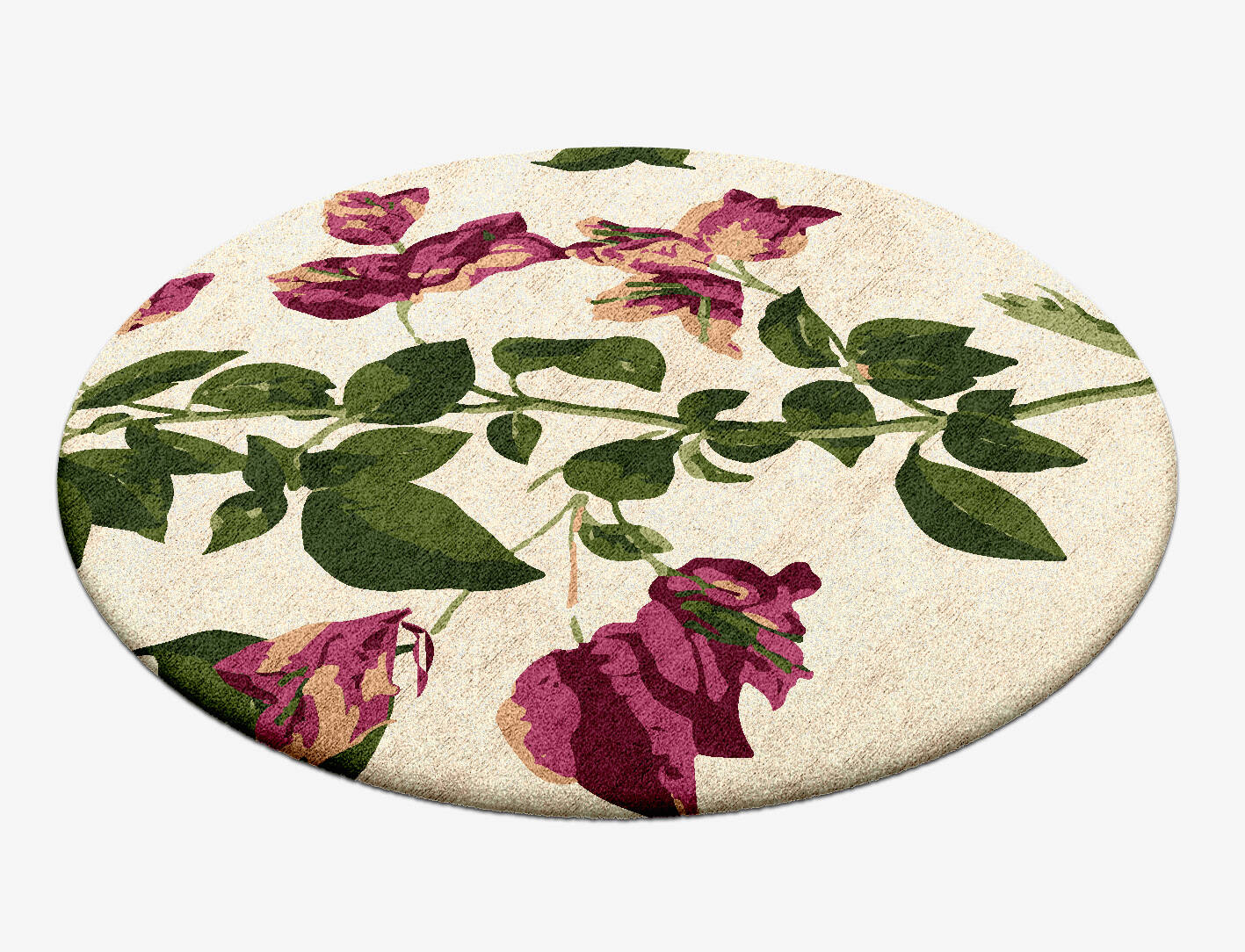 Morning Glory Floral Round Hand Tufted Bamboo Silk Custom Rug by Rug Artisan