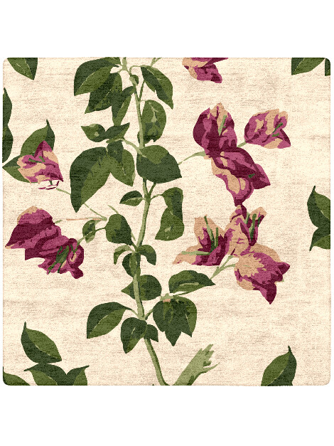 Morning Glory Floral Square Hand Tufted Bamboo Silk Custom Rug by Rug Artisan
