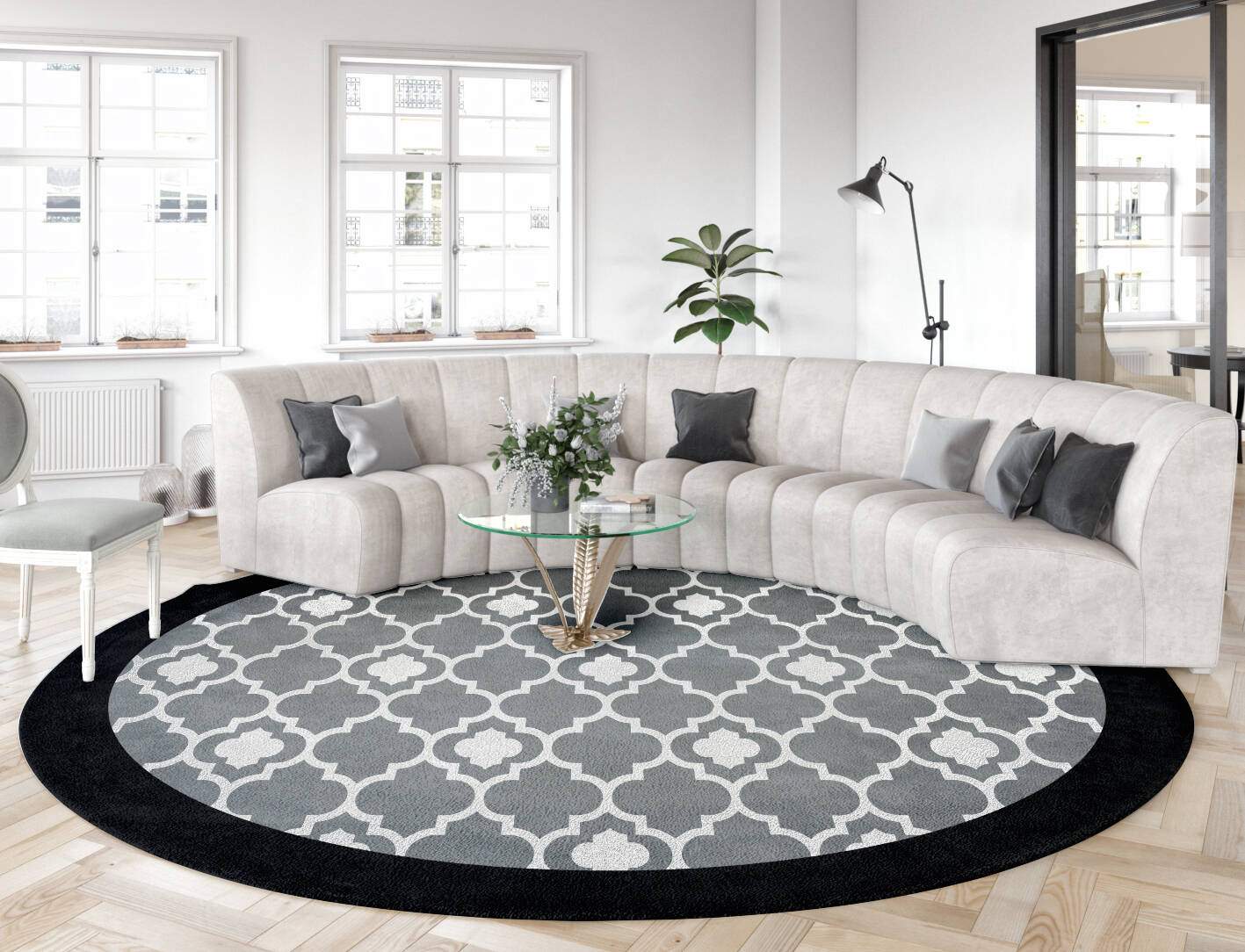 Moroccan White Monochrome Round Hand Tufted Pure Wool Custom Rug by Rug Artisan