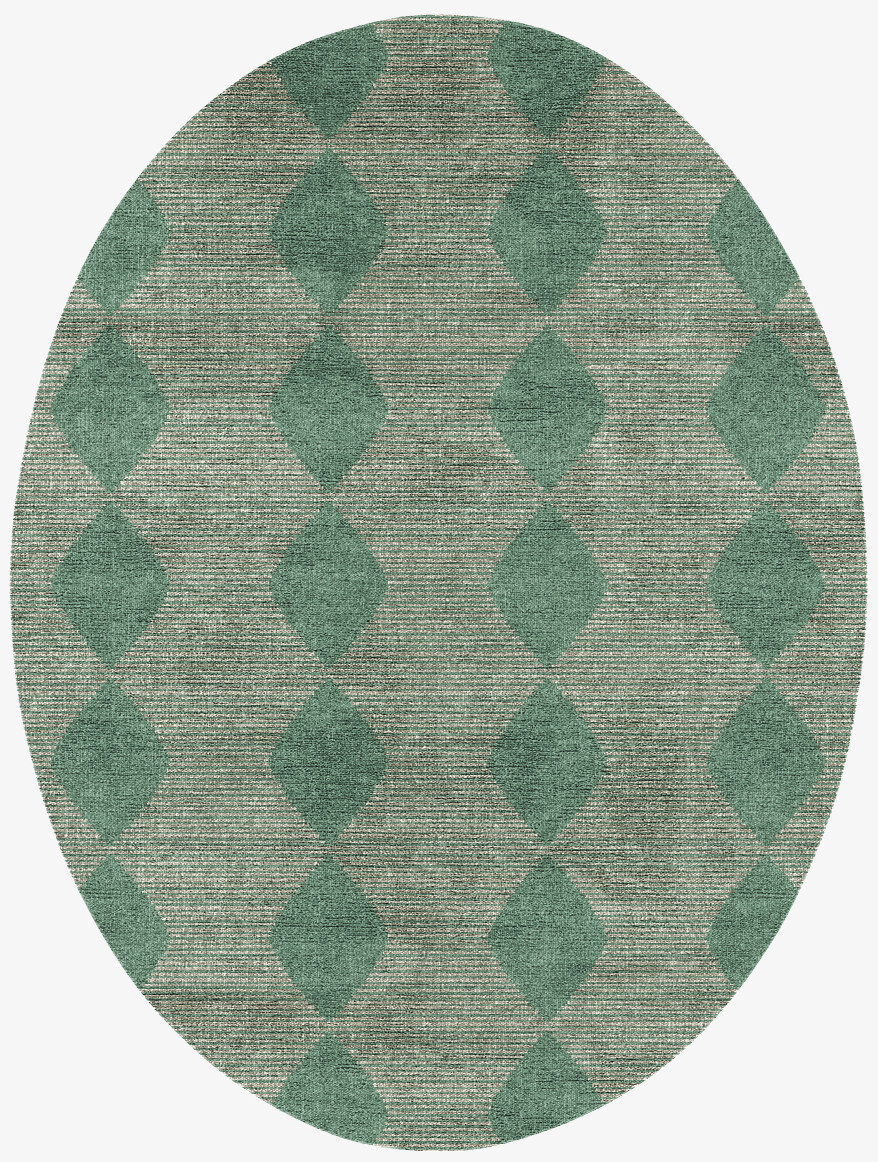 Morpheus Geometric Oval Flatweave Bamboo Silk Custom Rug by Rug Artisan