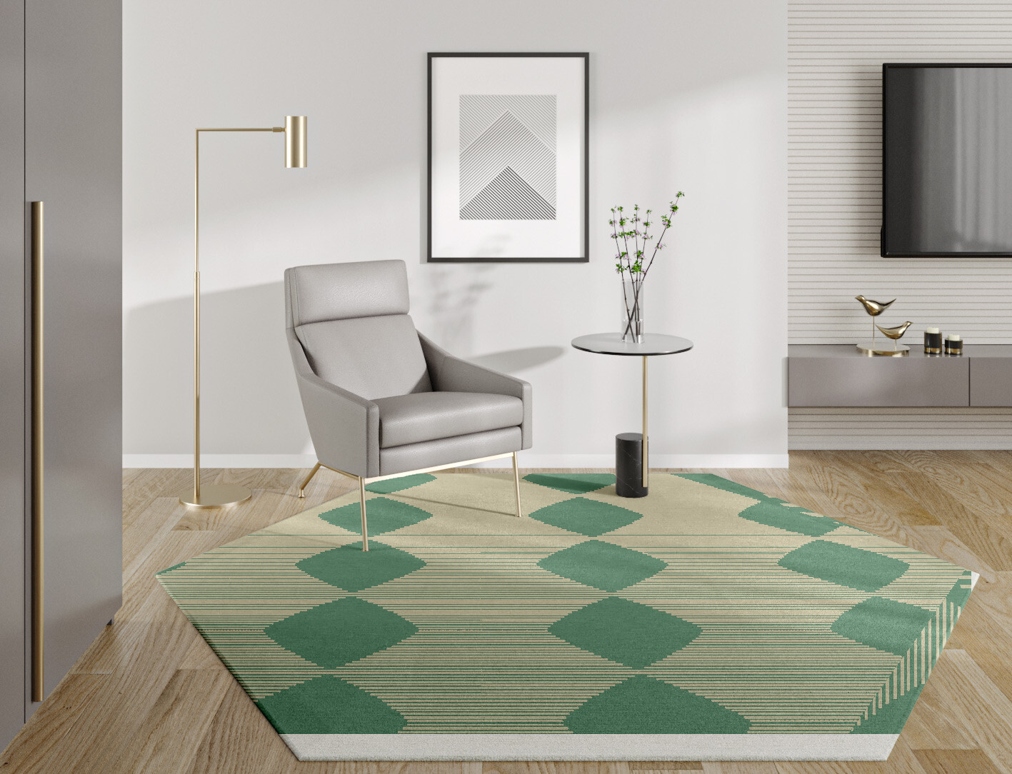 Morpheus Geometric Hexagon Hand Knotted Tibetan Wool Custom Rug by Rug Artisan