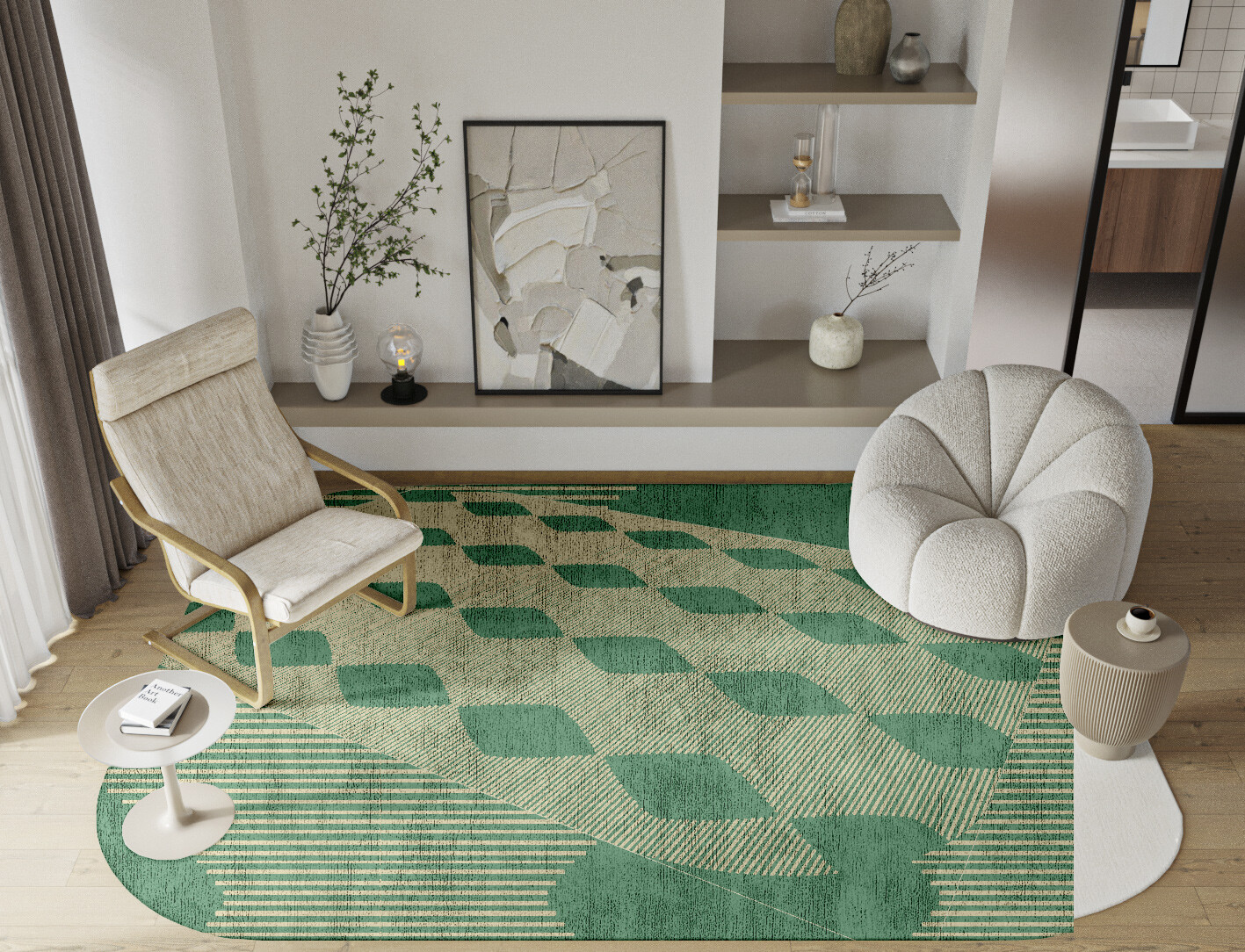 Morpheus Geometric Oblong Hand Knotted Bamboo Silk Custom Rug by Rug Artisan