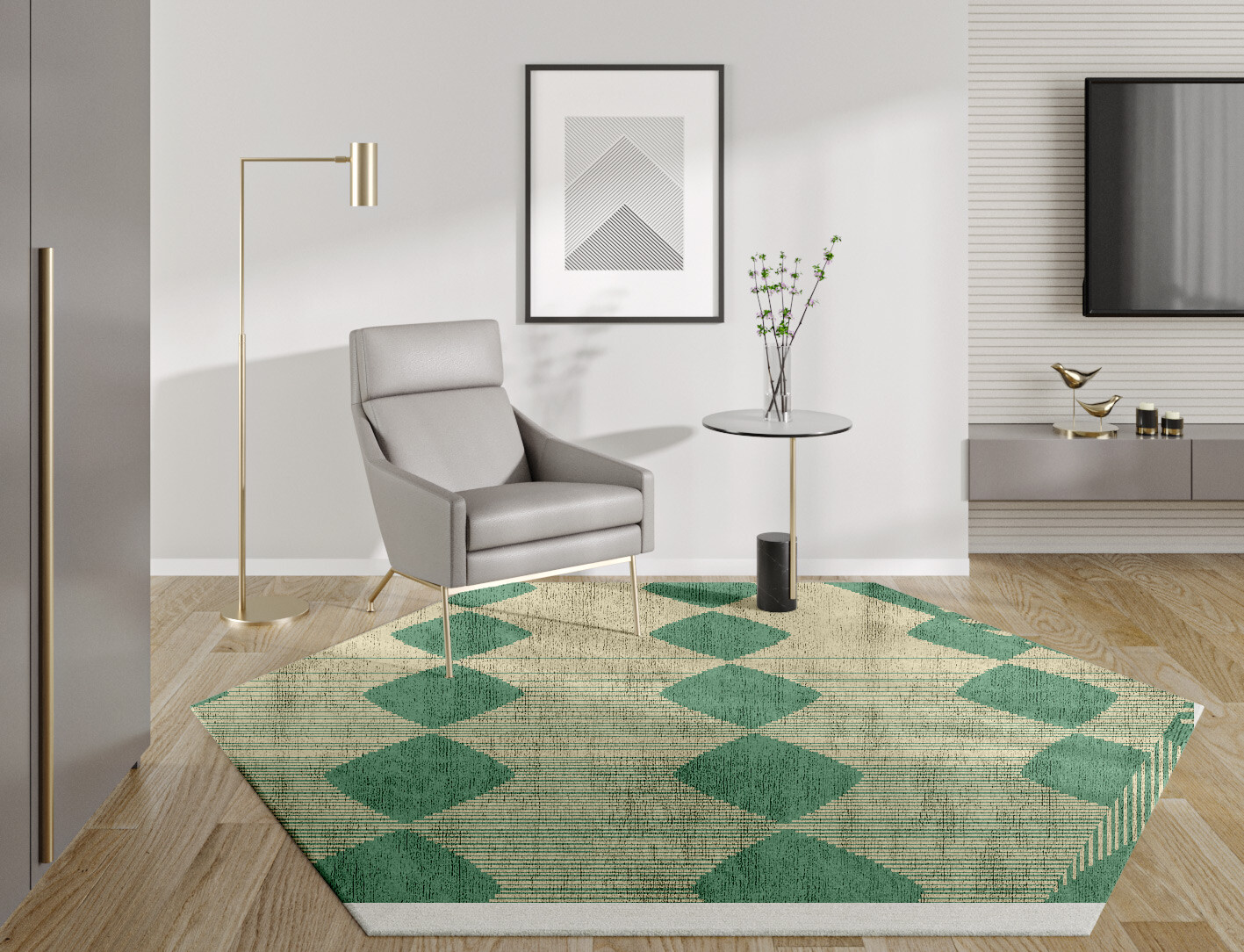 Morpheus Geometric Hexagon Hand Tufted Bamboo Silk Custom Rug by Rug Artisan