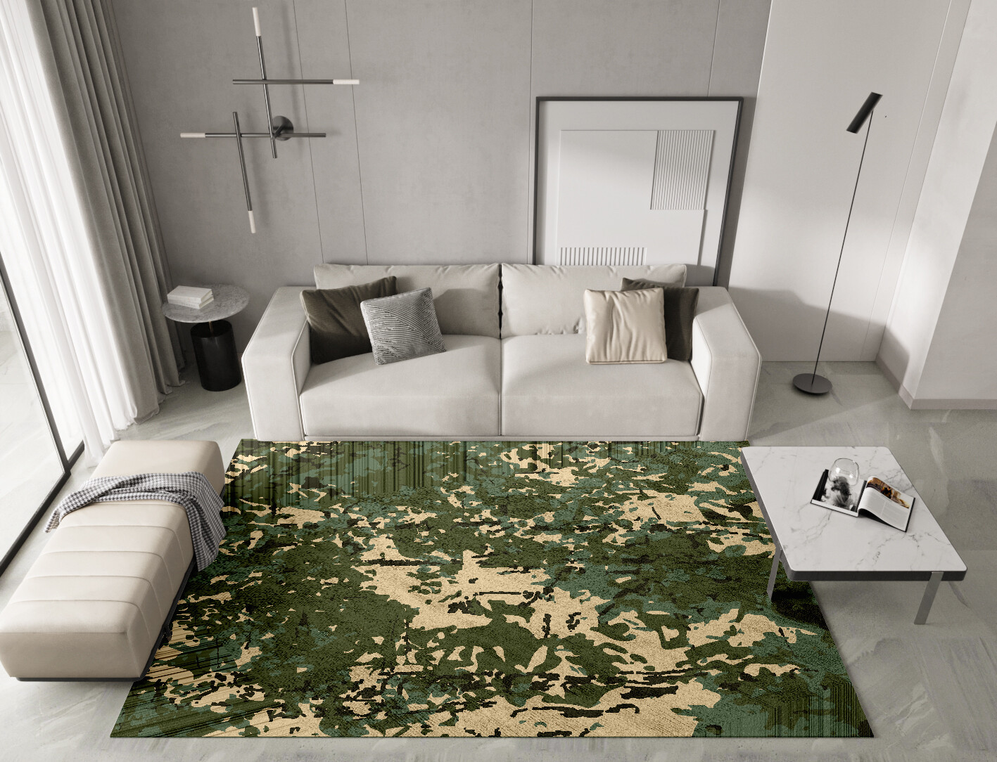 Moss Surface Art Rectangle Hand Tufted Bamboo Silk Custom Rug by Rug Artisan