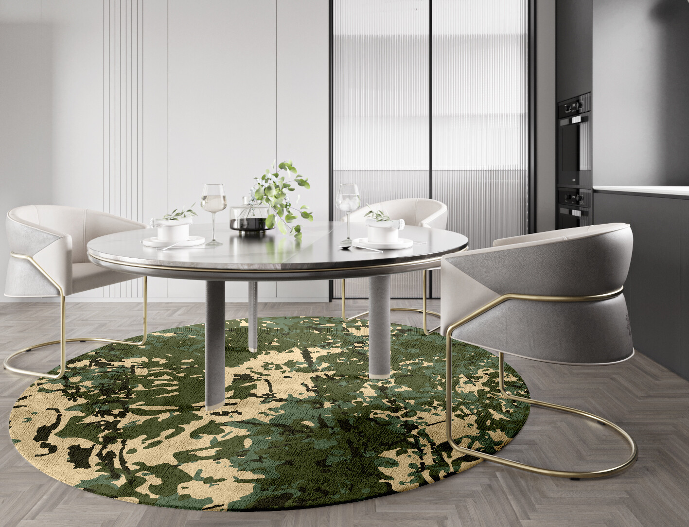 Moss Surface Art Round Hand Tufted Bamboo Silk Custom Rug by Rug Artisan